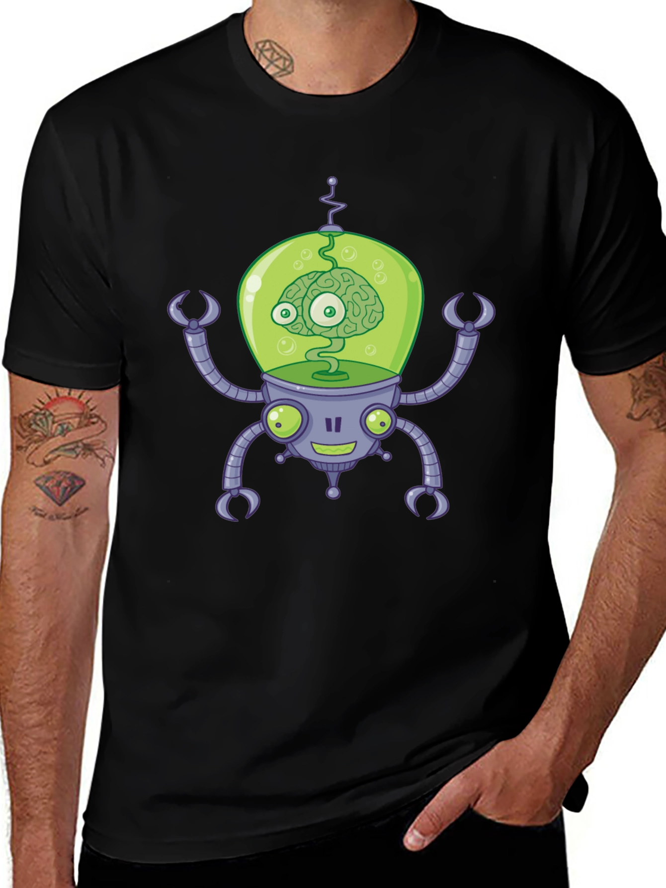 Variant 24 of Sci-Fi Robot Brain T-Shirt - Quirky Graphic Tee