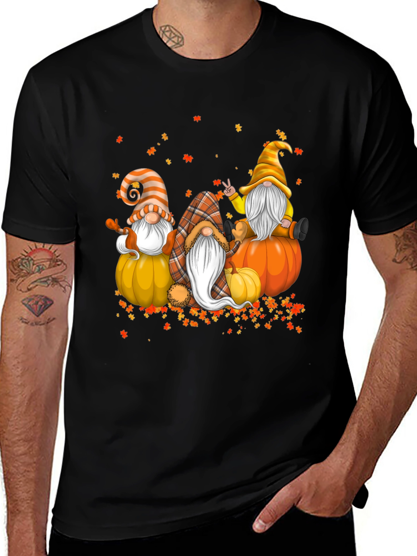 Fall Gnomes T-Shirt - Autumn Pumpkin Design