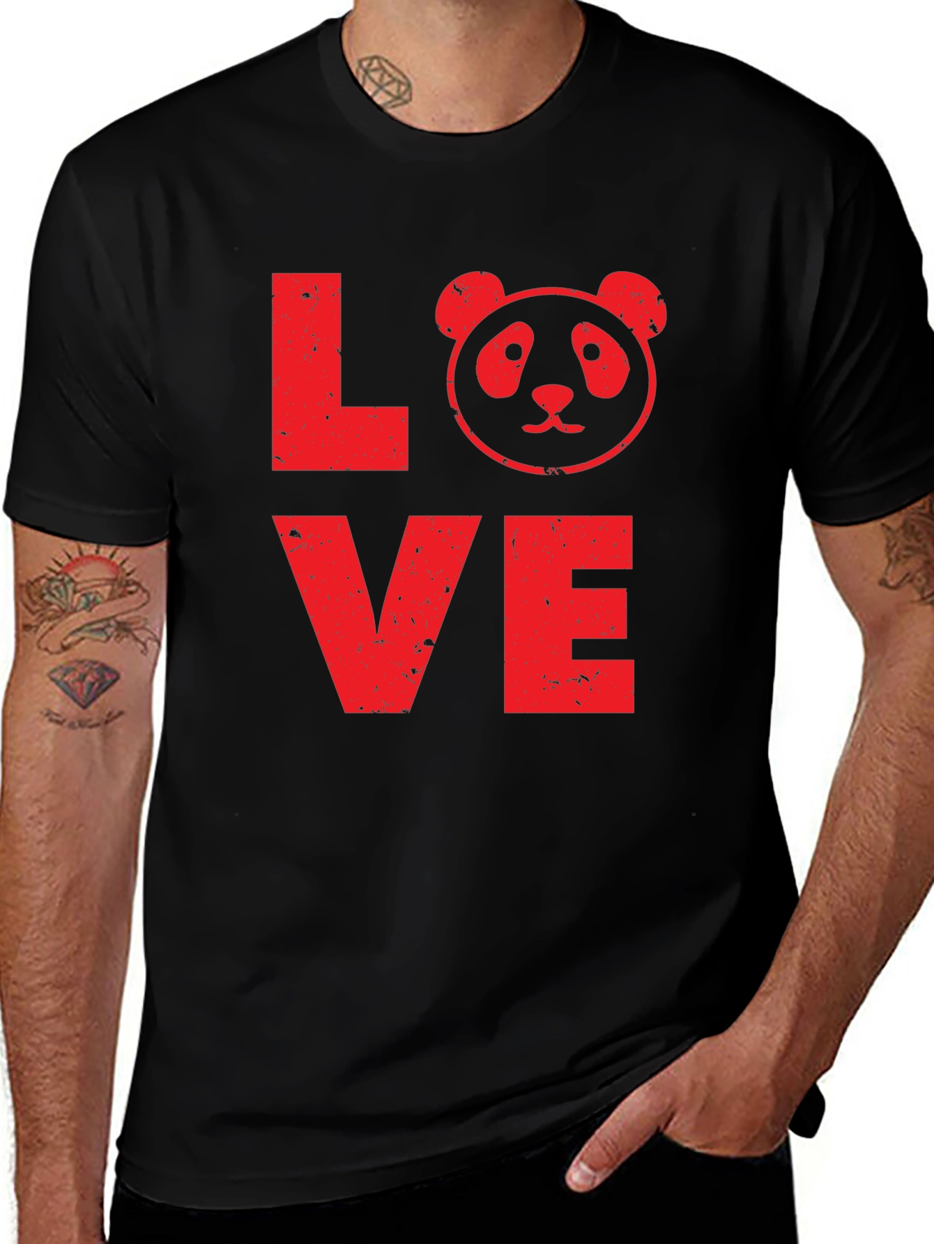 Variant 13 of Love Panda Graphic T-Shirt - Black