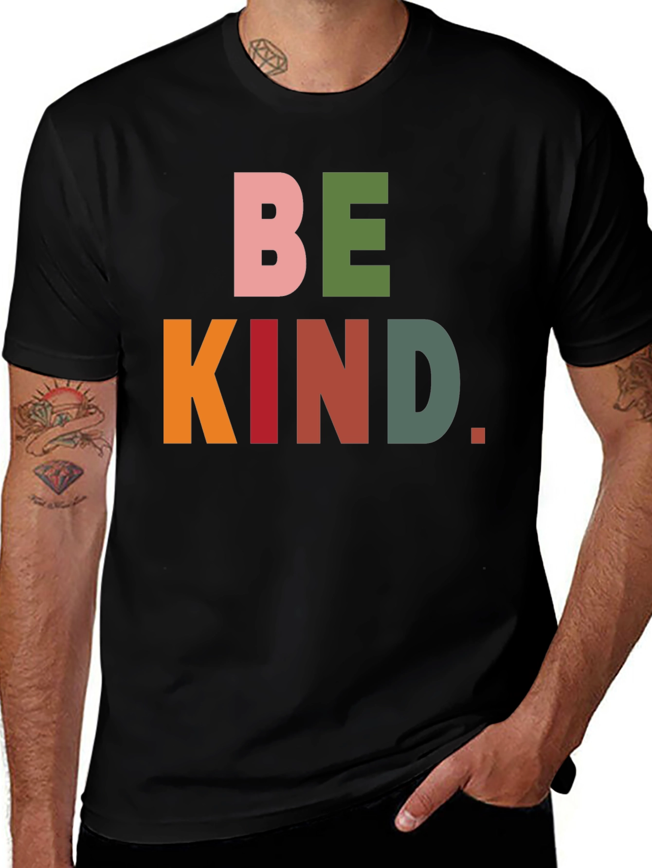 Variant 25 of Be Kind Graphic Tee - Men's Black Crew Neck T-Shirt