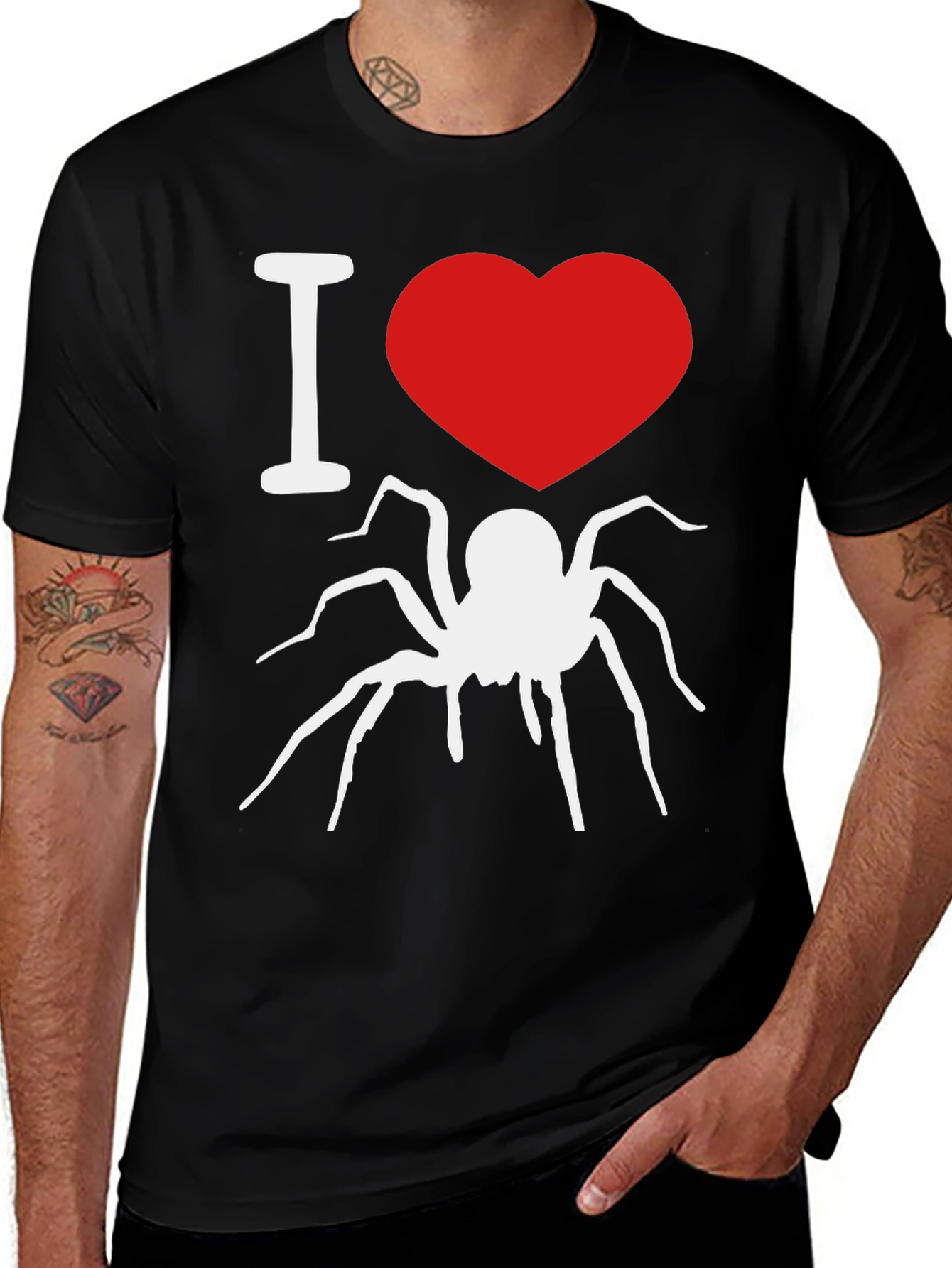 Variant 24 of I Heart Spiders Graphic Tee - Black Cotton T-Shirt