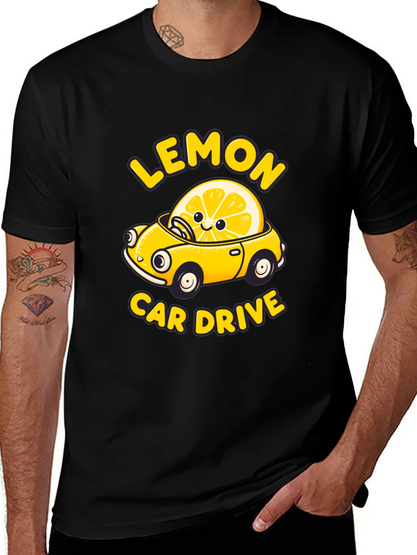 Variant 27 of Lemon Car Drive Graphic Tee -  Unique Design