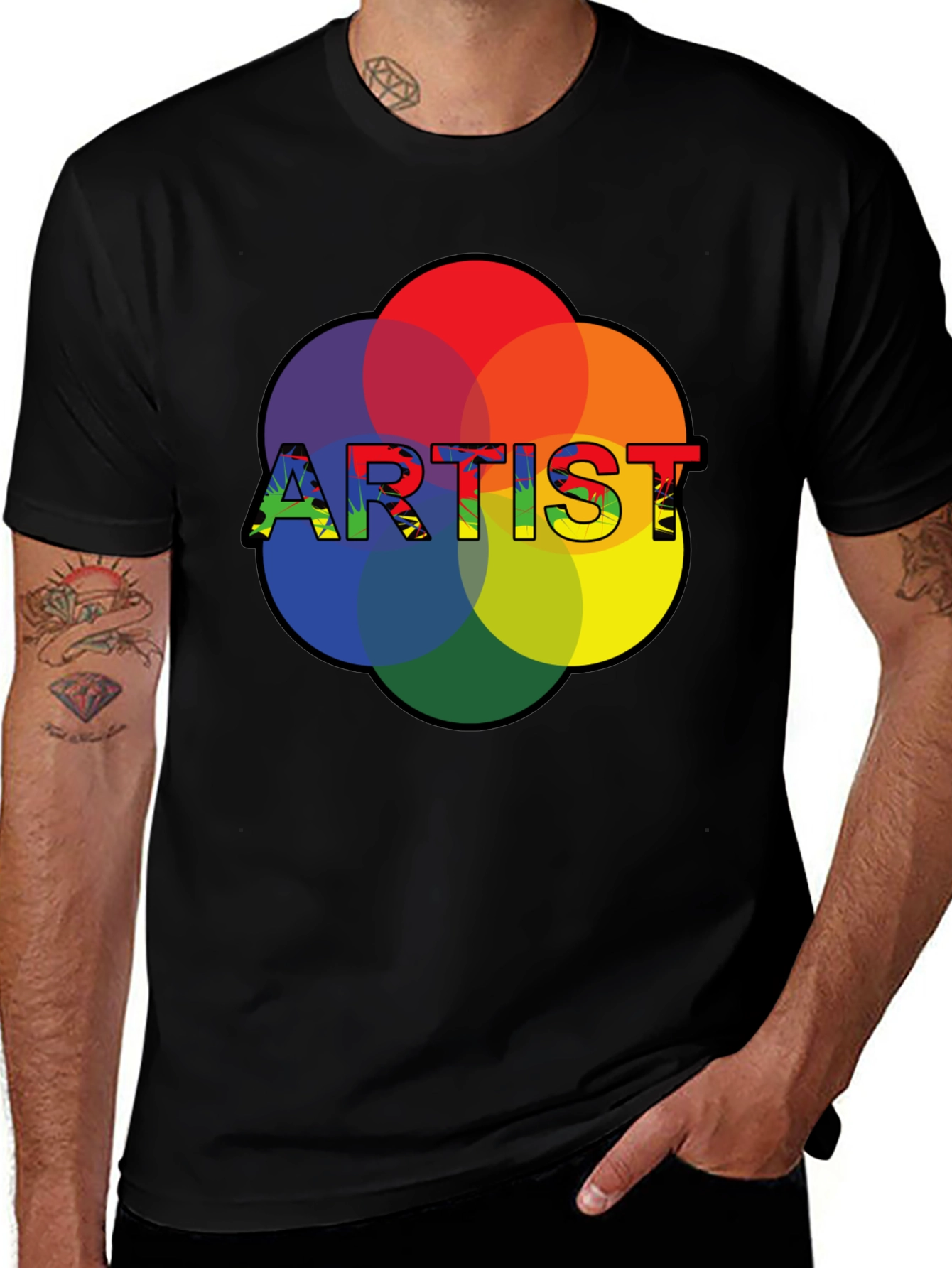 Variant 27 of Artist Rainbow Circle Black T-Shirt