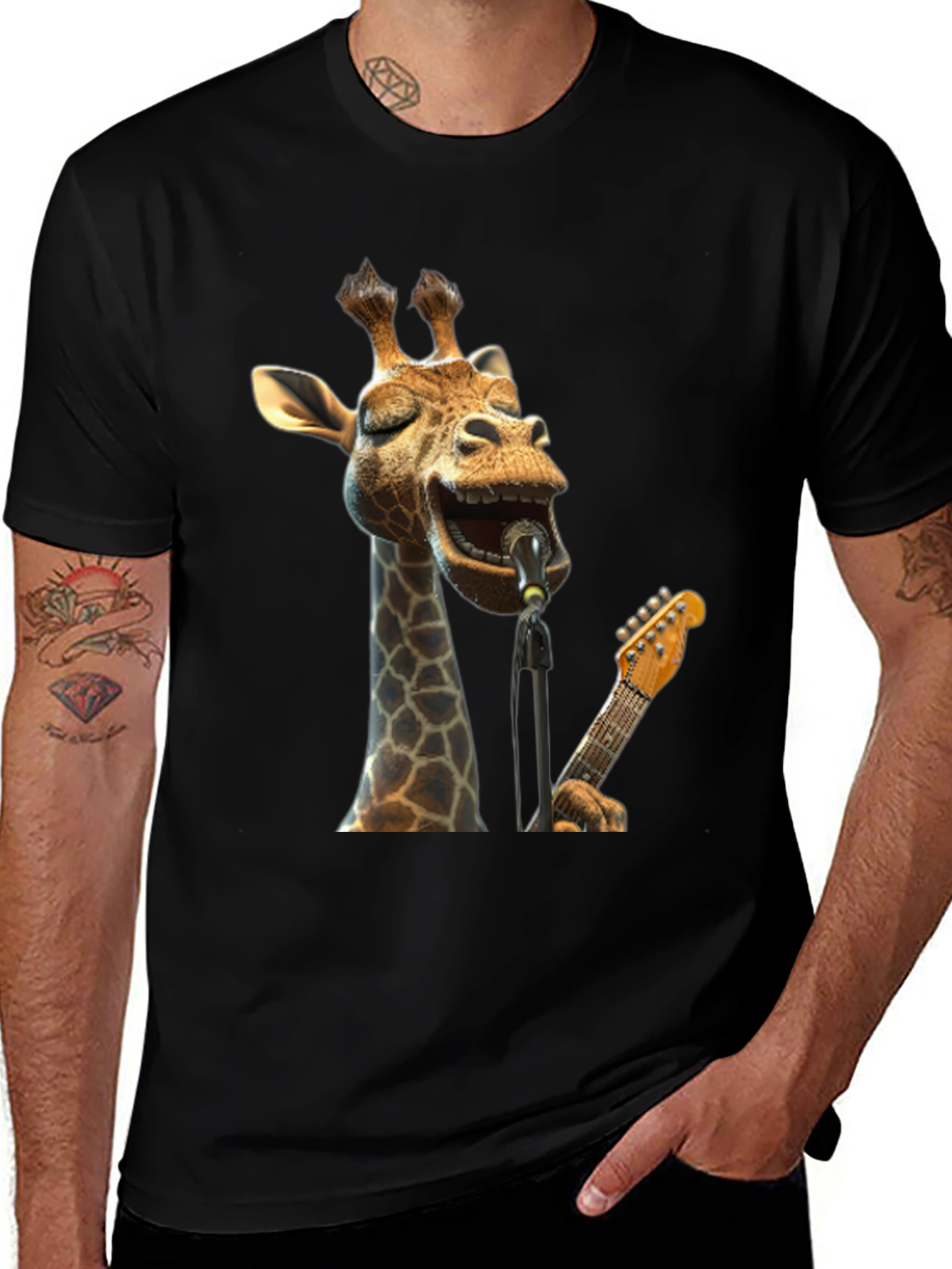 Variant 19 of Giraffe Musician Graphic T-Shirt