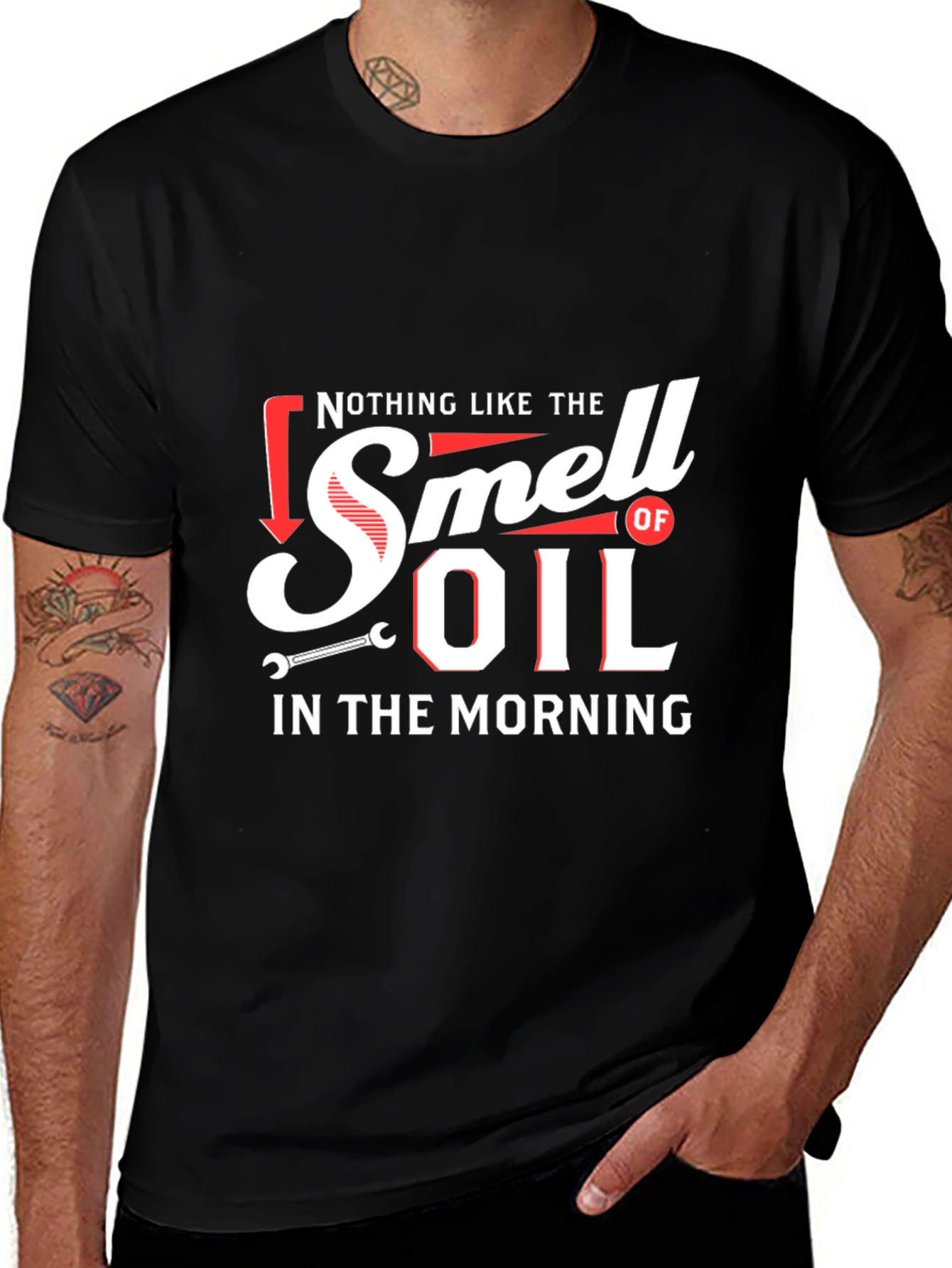 Smell of Oil Morning Black T-Shirt