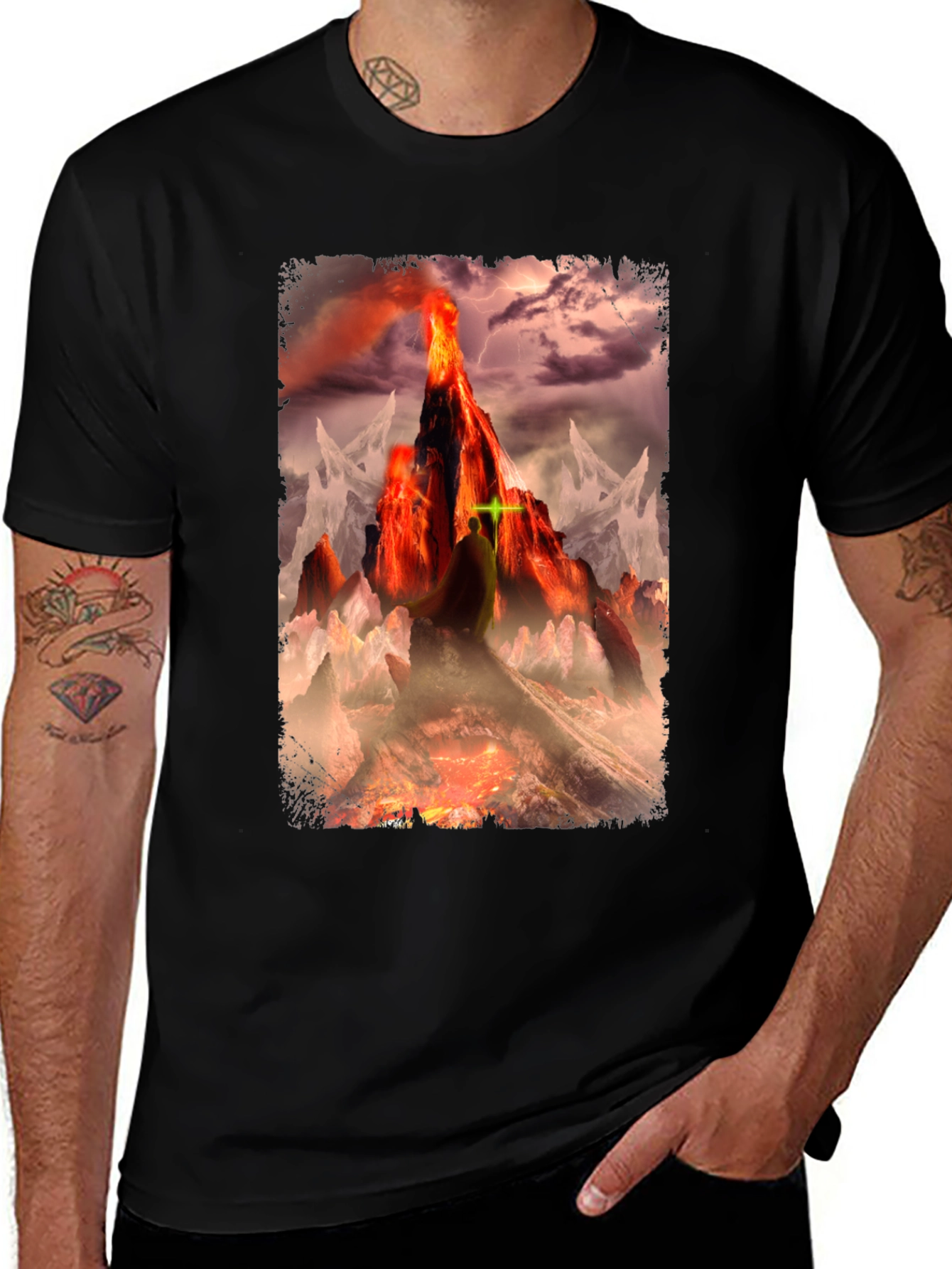 Variant 2 of Volcano Fantasy Graphic T-Shirt - Dark Apparel