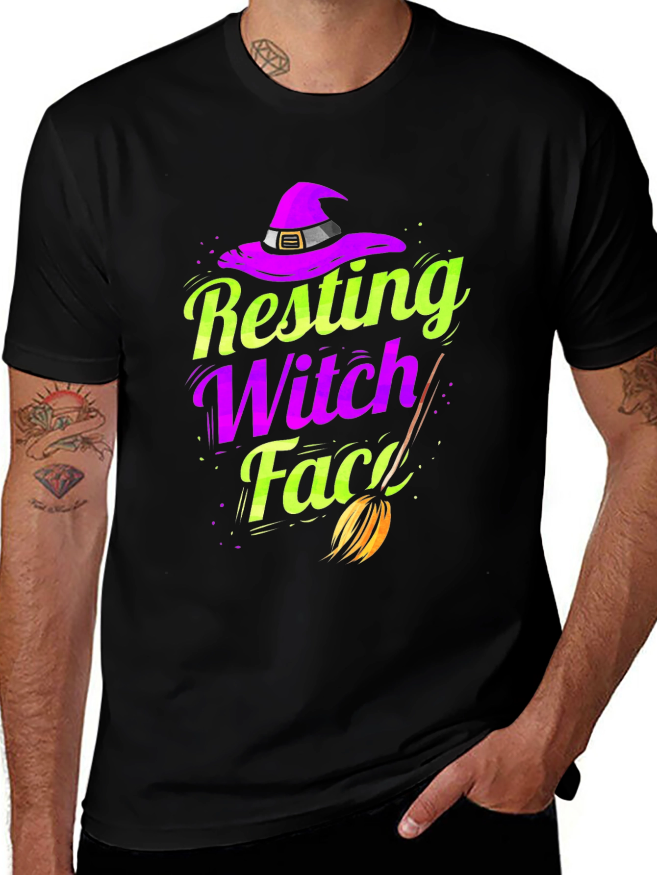 Variant 3 of Resting Witch Face T-Shirt - Halloween Apparel