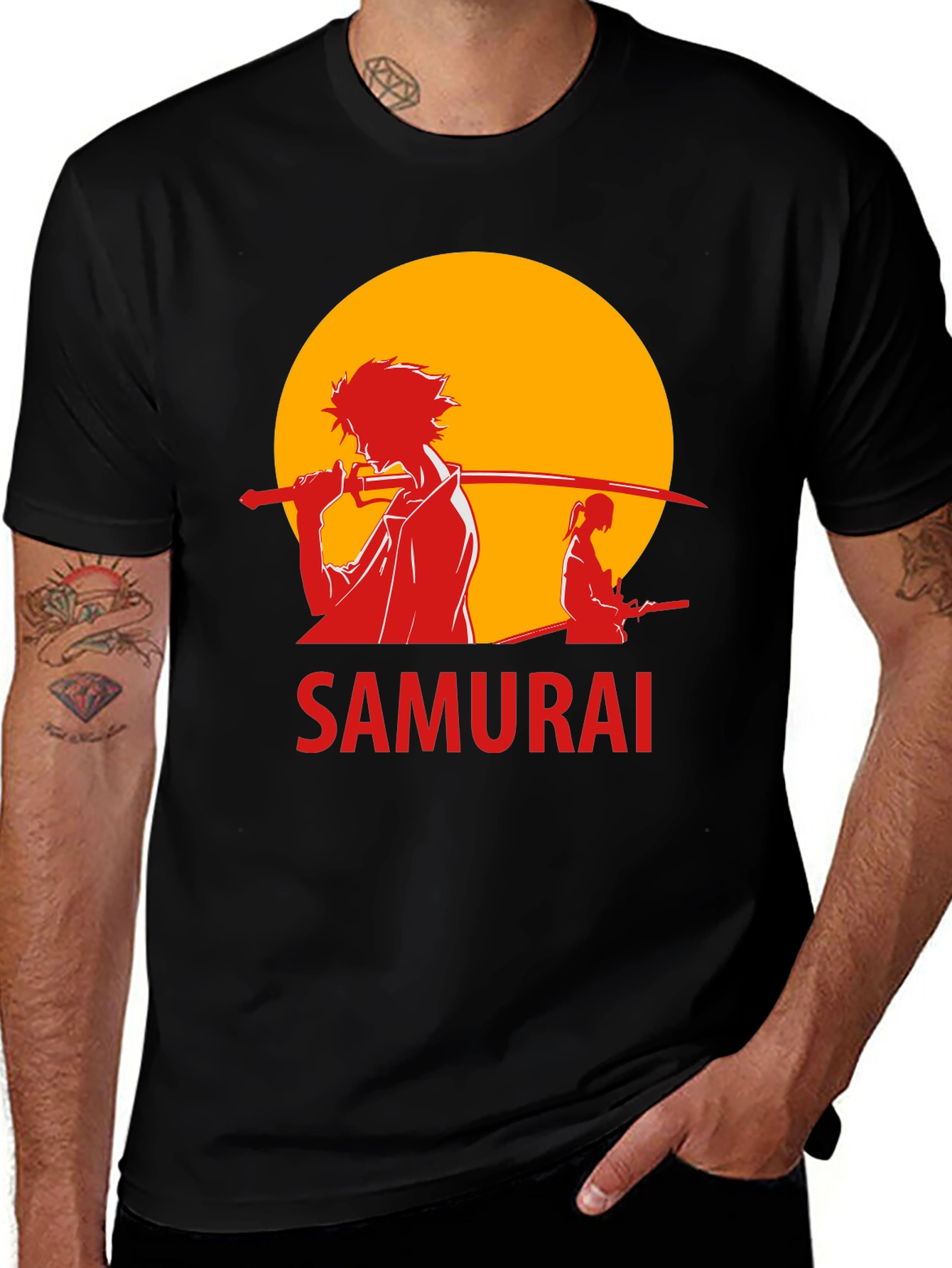 Variant 20 of Samurai Silhouette Graphic T-Shirt - Stylish Cotton Tee