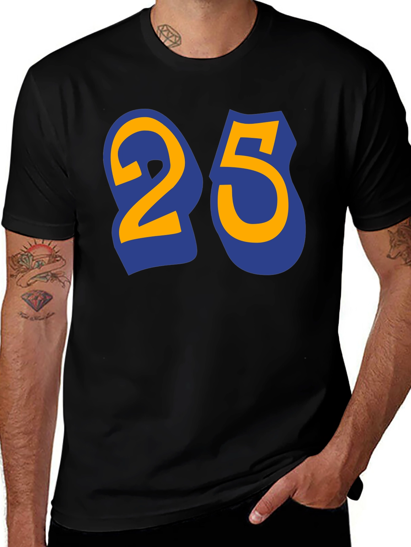 Bold '25' Graphic Black T-Shirt