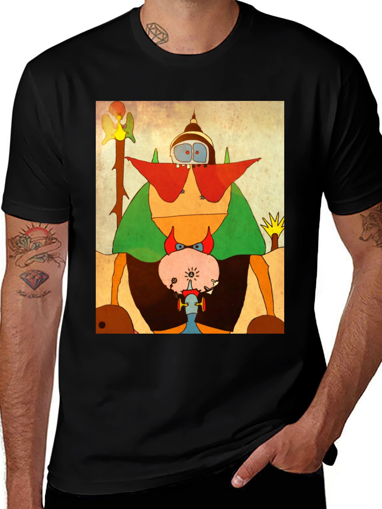 Variant 19 of Abstract Cartoon Character Black T-Shirt