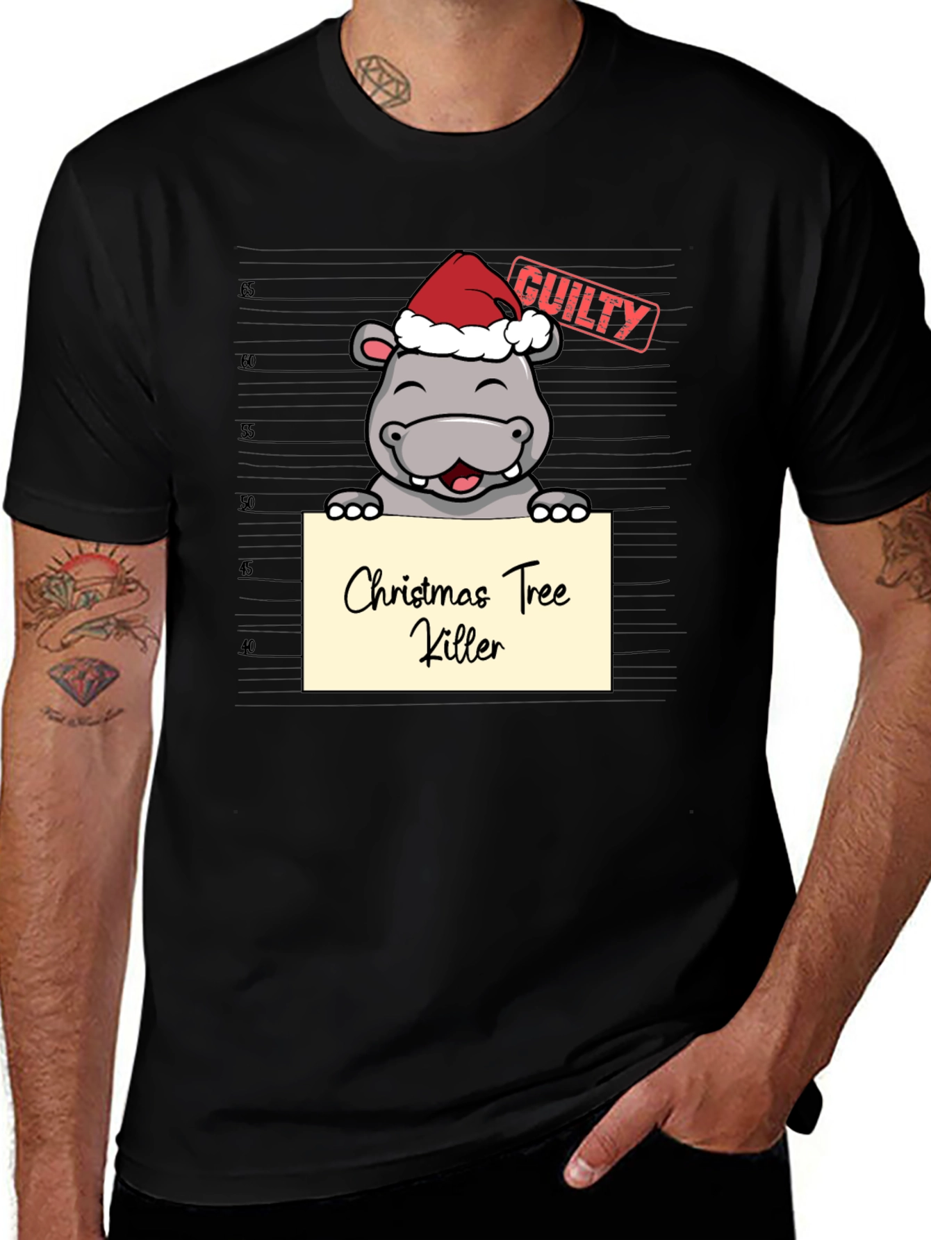 Variant 14 of Christmas Tree Killer Hippo T-Shirt