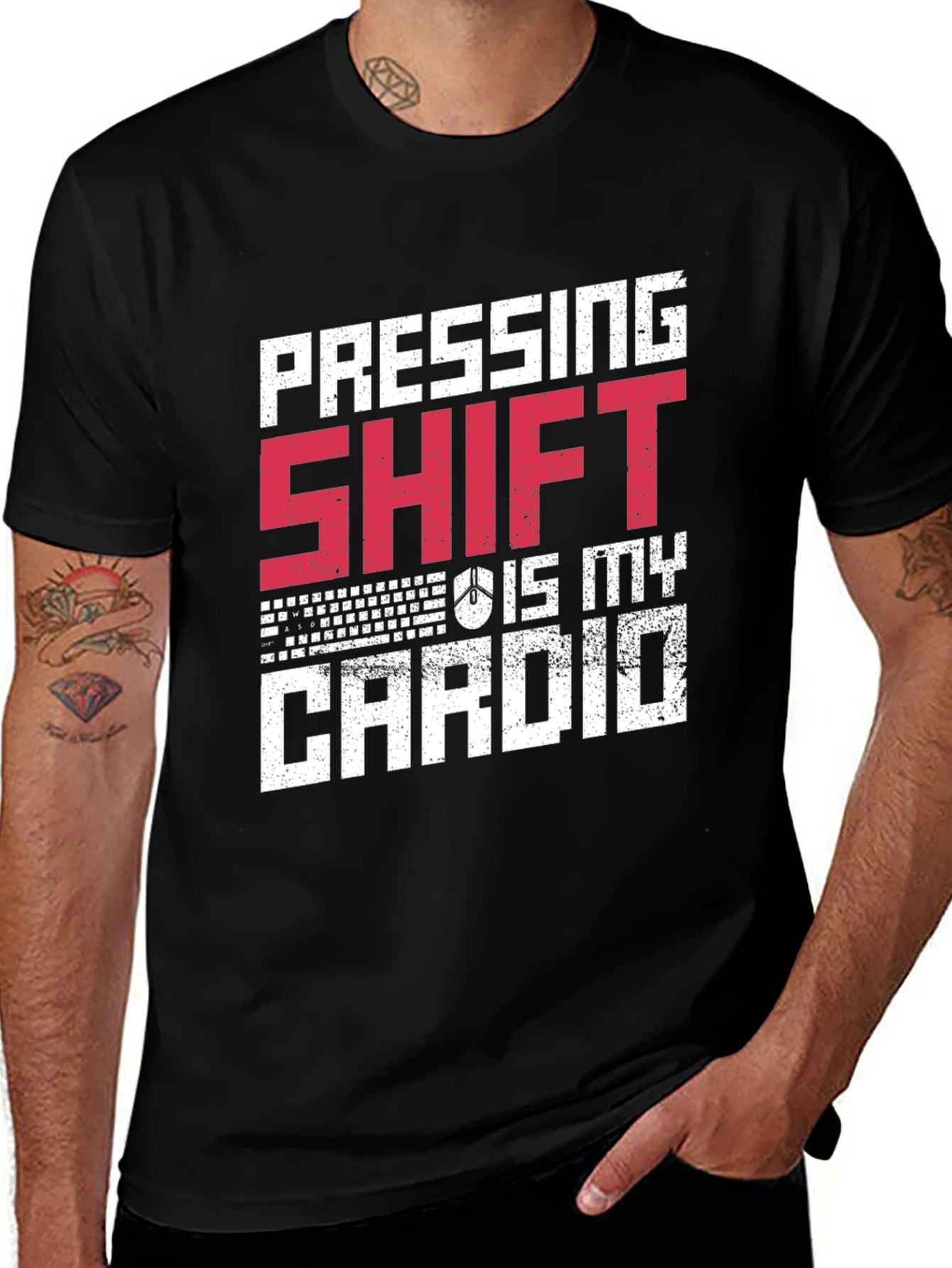 Black Pressing Shift is My Cardio Black T-Shirt main image