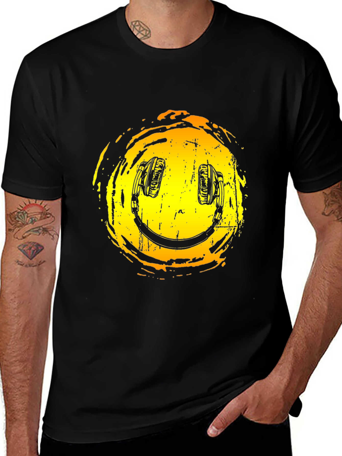 Variant 15 of Smiley Face Headphones Graphic Tee