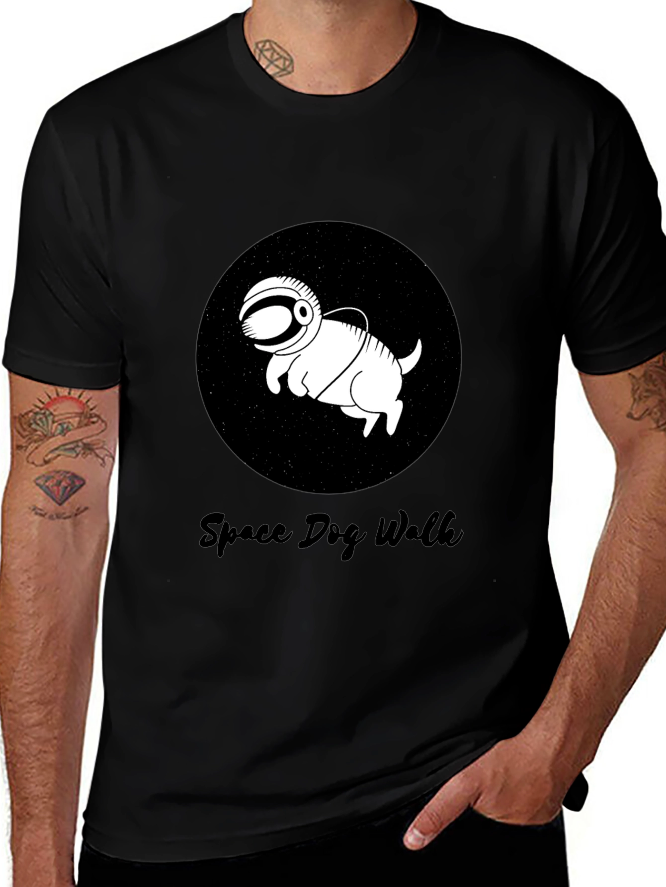Variant 13 of Space Dog Walk Black T-Shirt