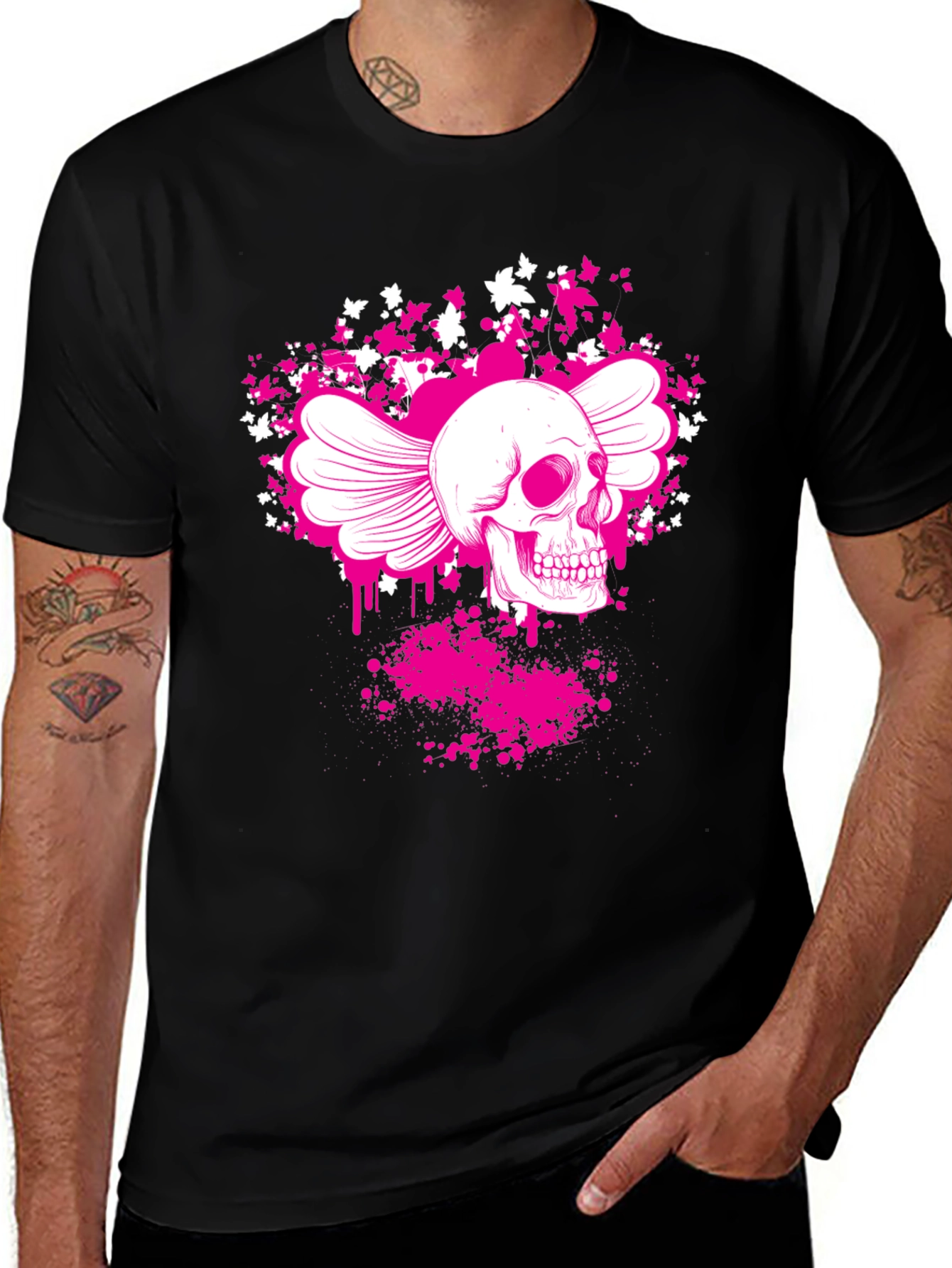 Variant 7 of Winged Skull Graphic T-Shirt - Black