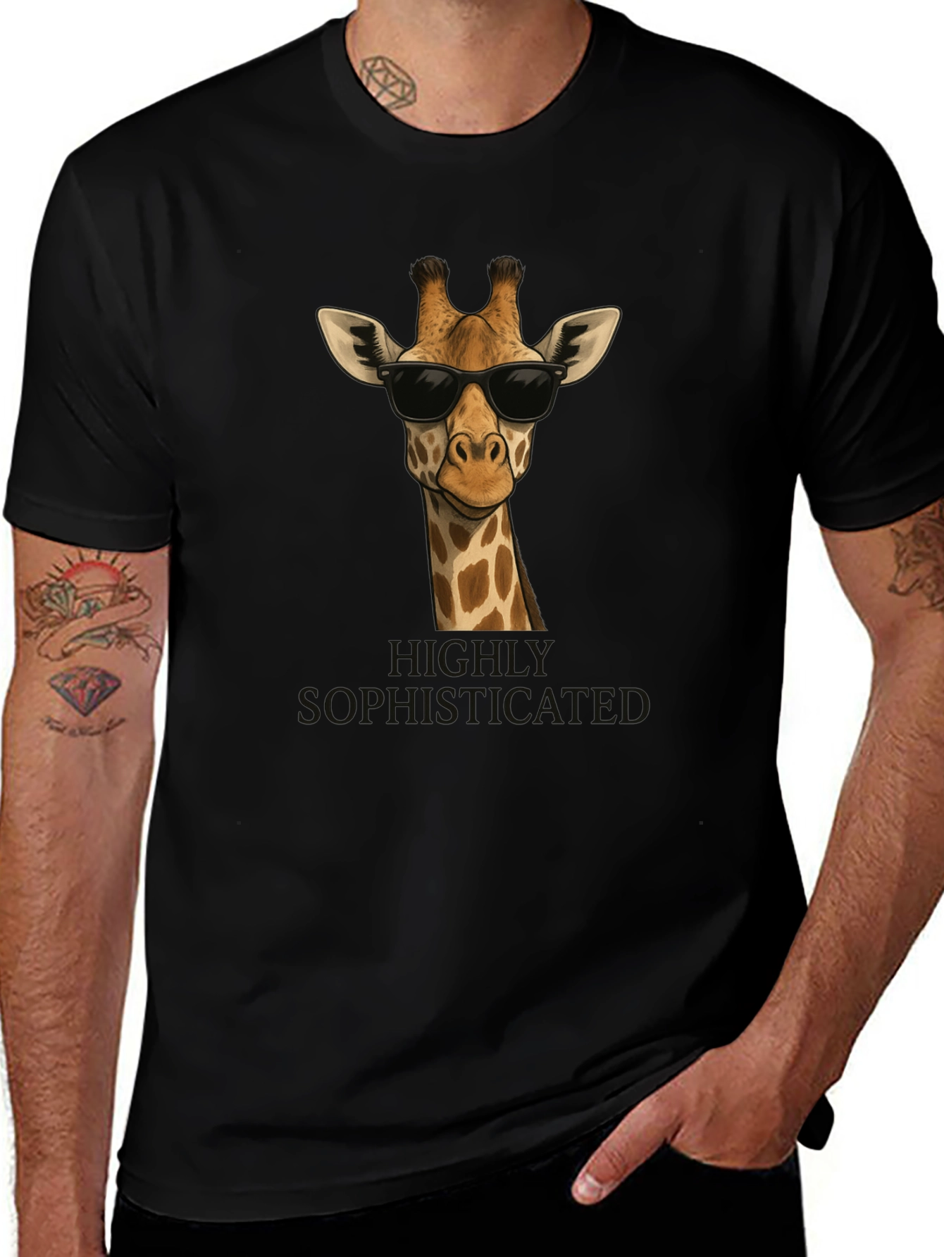 Variant 6 of Cool Giraffe Black T-Shirt