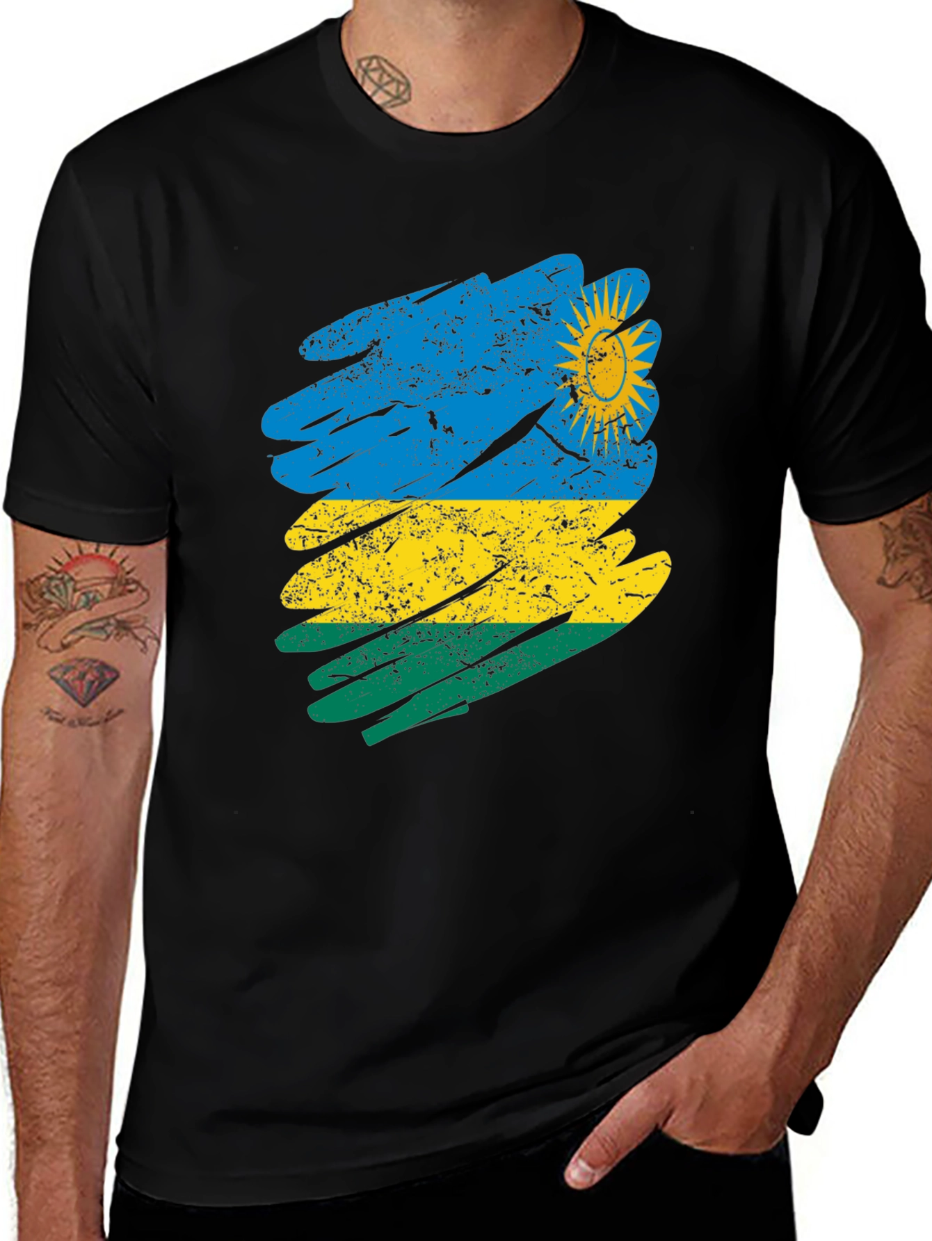 Rwanda Flag Brushstroke T-Shirt