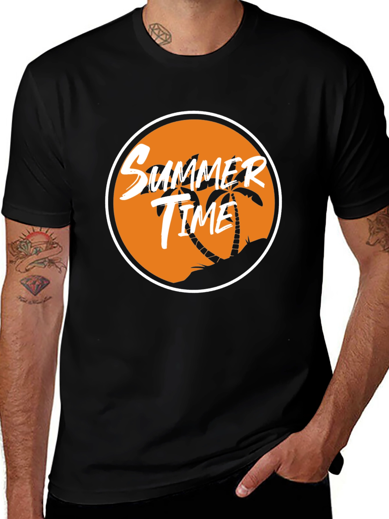 Variant 23 of Summer Time Graphic Tee - Tropical Beach Palm Tree T-Shirt