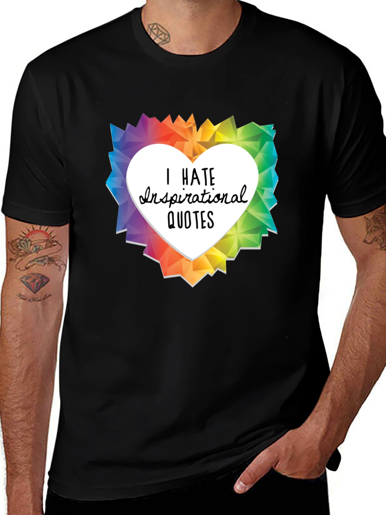Black I Hate Inspirational Quotes Graphic T-Shirt main image