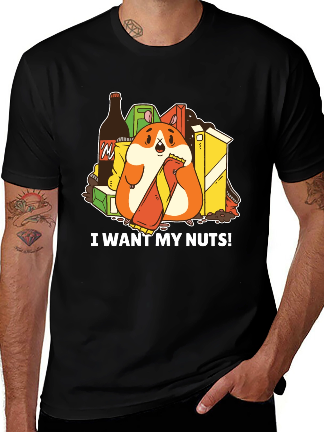 Variant 19 of Funny Hamster 'I Want My Nuts!' Graphic T-Shirt
