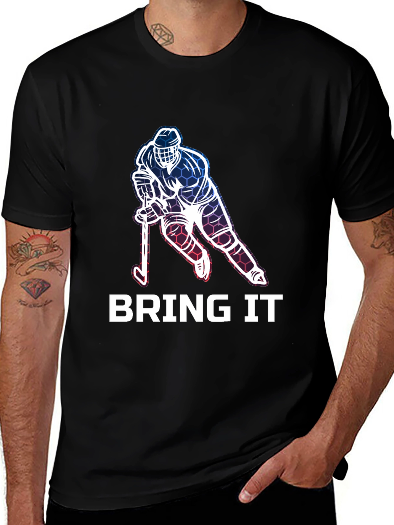 Variant 4 of Bring It Hockey Graphic Tee - Sporty Menswear