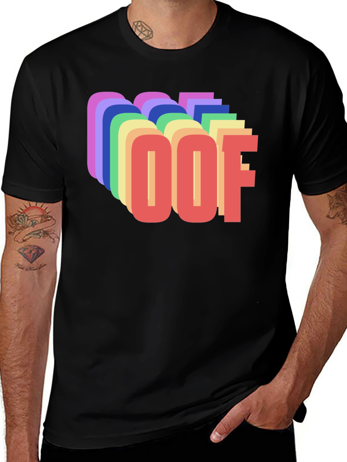 Variant 27 of Retro OOF Graphic T-Shirt - Black Crew Neck Tee