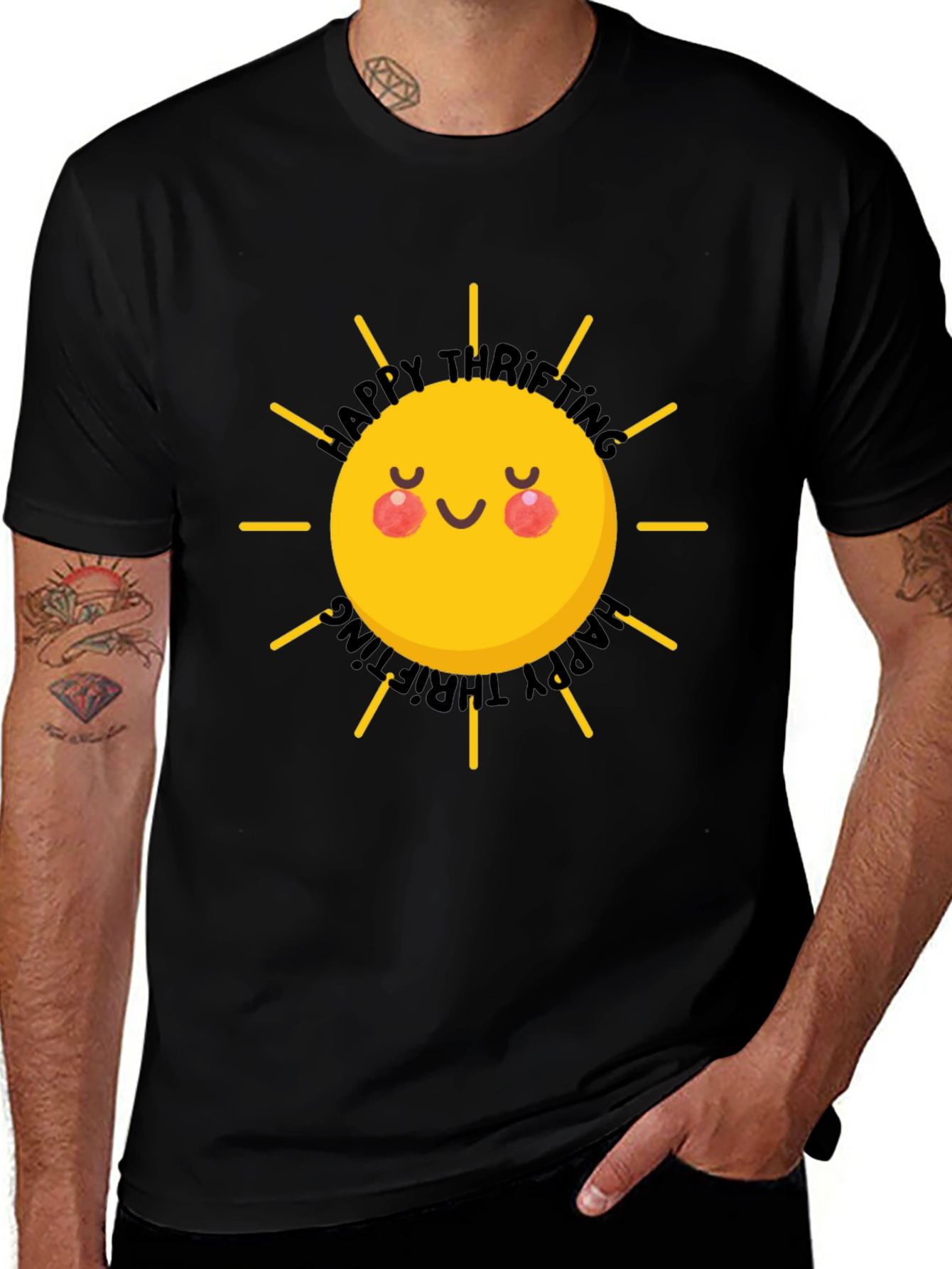 Variant 27 of Happy Thrifting Sun Graphic Black T-Shirt