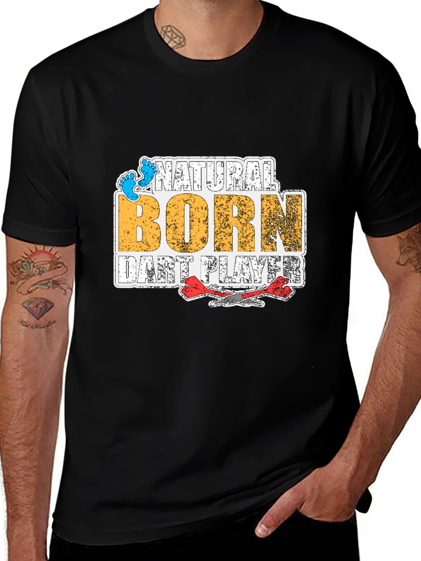 Variant 4 of Natural Born Dart Player Black T-Shirt