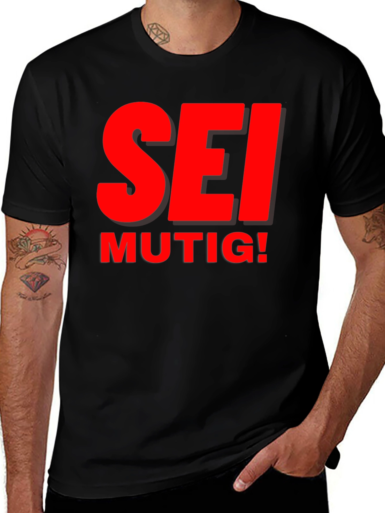 Variant 30 of SEI MUTIG! Black T-Shirt - Be Brave, Mens Apparel