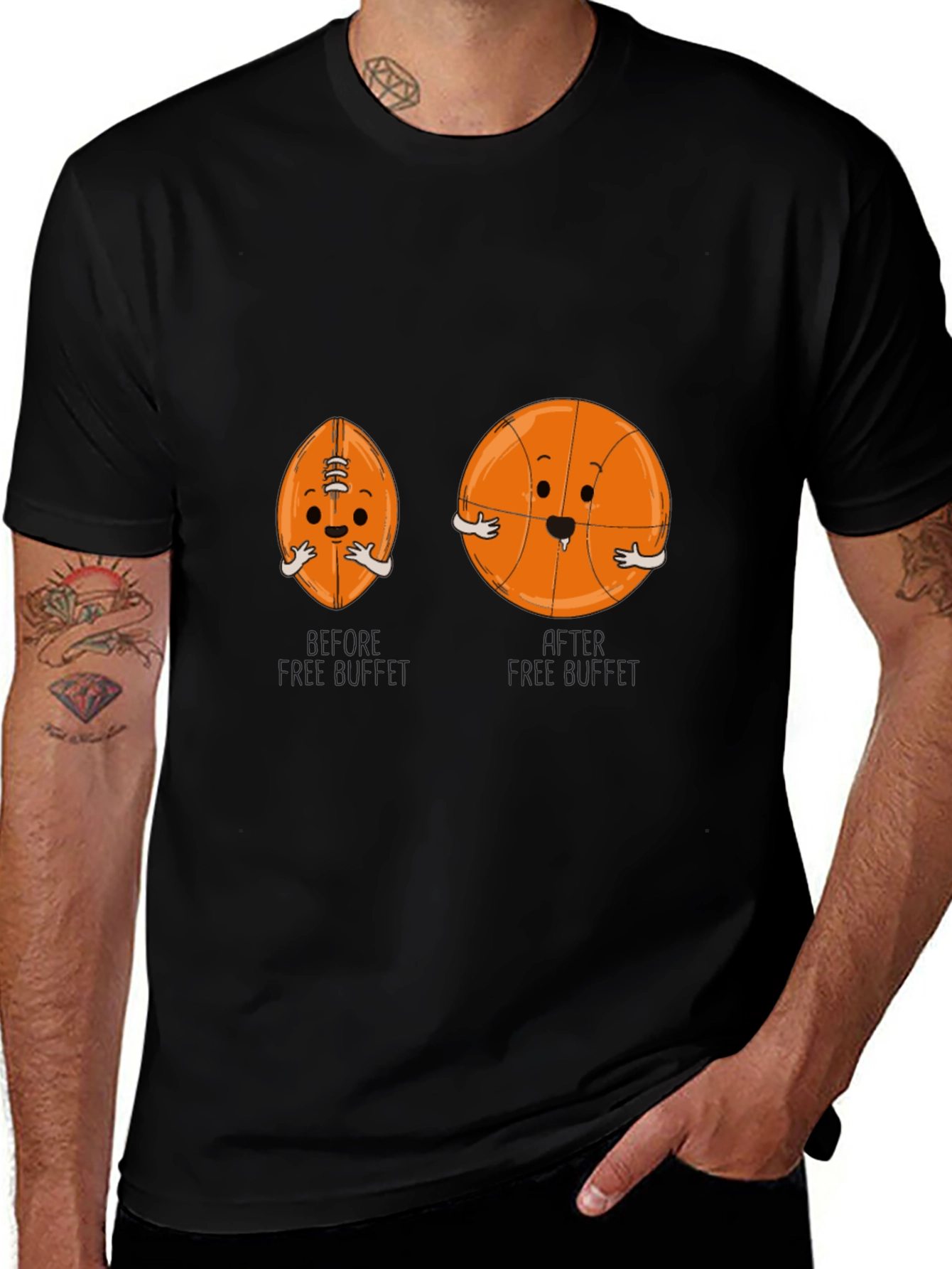 Variant 24 of Funny Hugging Sports Balls Black T-Shirt