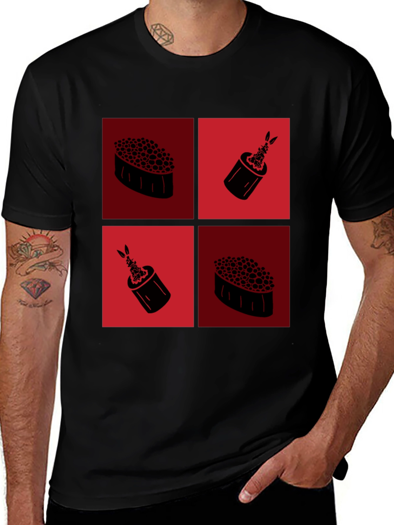 Variant 5 of Sushi Graphic Tee - Black Cotton T-Shirt