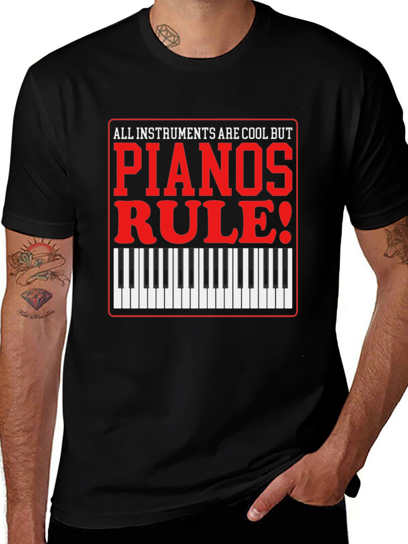 Variant 21 of Piano Lover's T-Shirt: All Instruments Are Cool