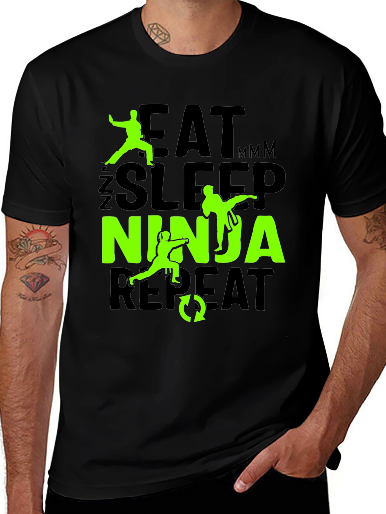 Variant 12 of Eat Sleep Ninja Repeat Black T-Shirt