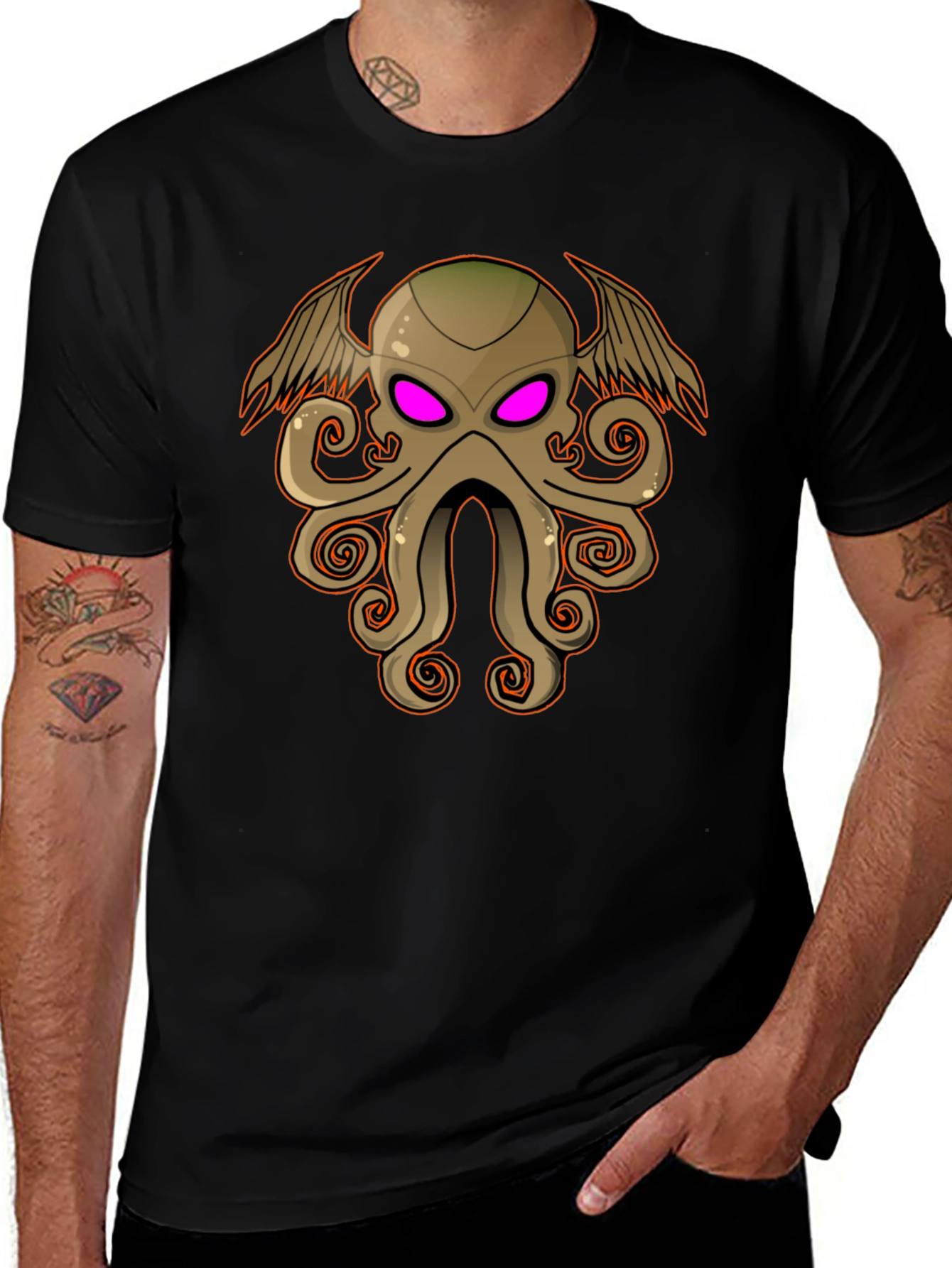 Cthulhu Graphic Print Black T-Shirt