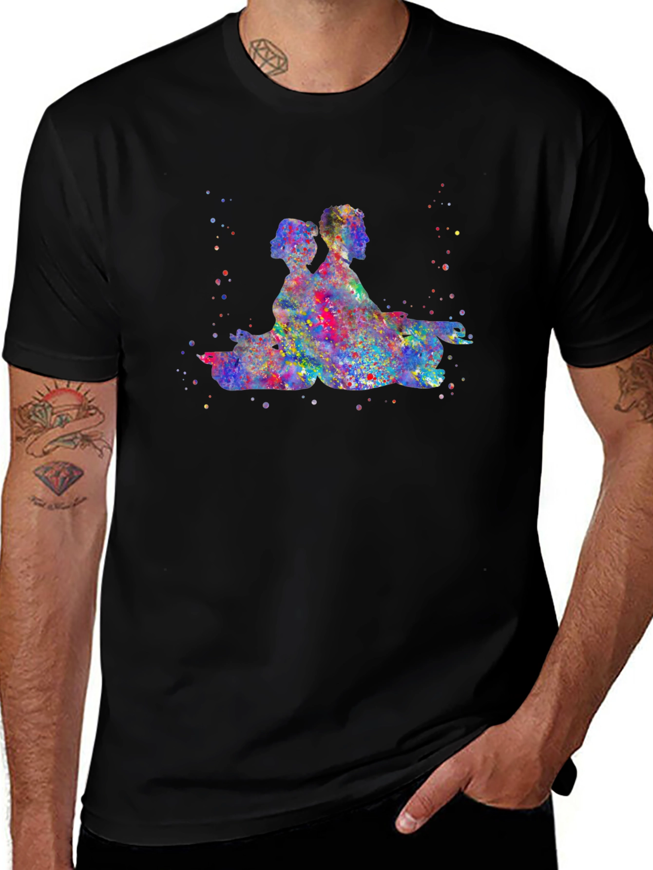Variant 8 of Watercolor Silhouette Couple T-Shirt - Stylish Graphic Tee