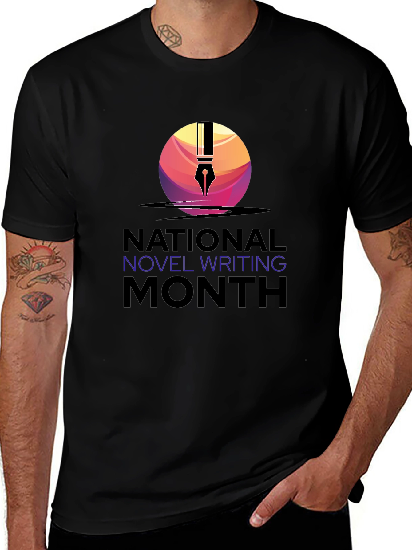 National Novel Writing Month T-Shirt - Men's Black Tee