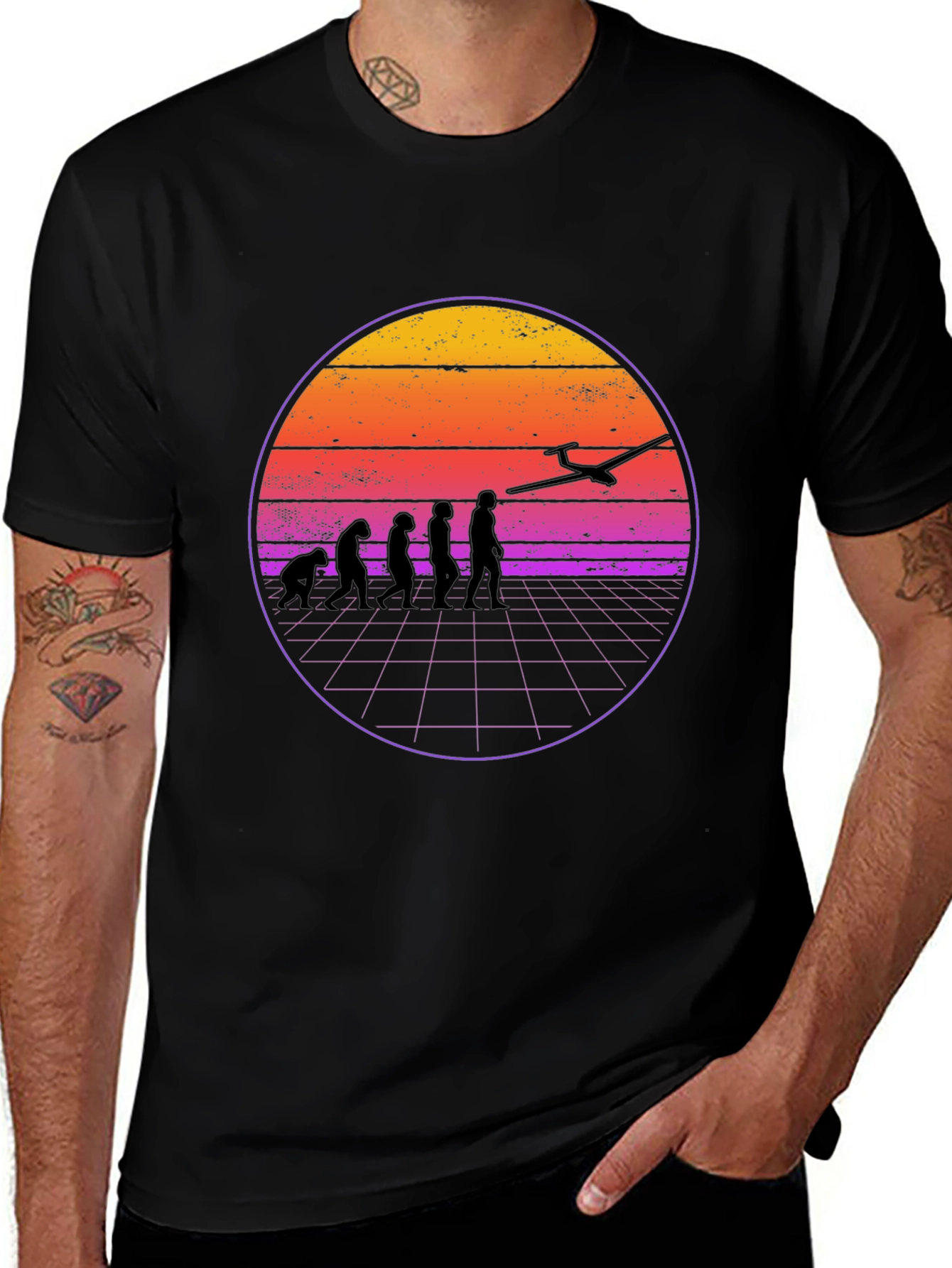 Variant 19 of Retro Glider Evolution T-Shirt - Vintage Style