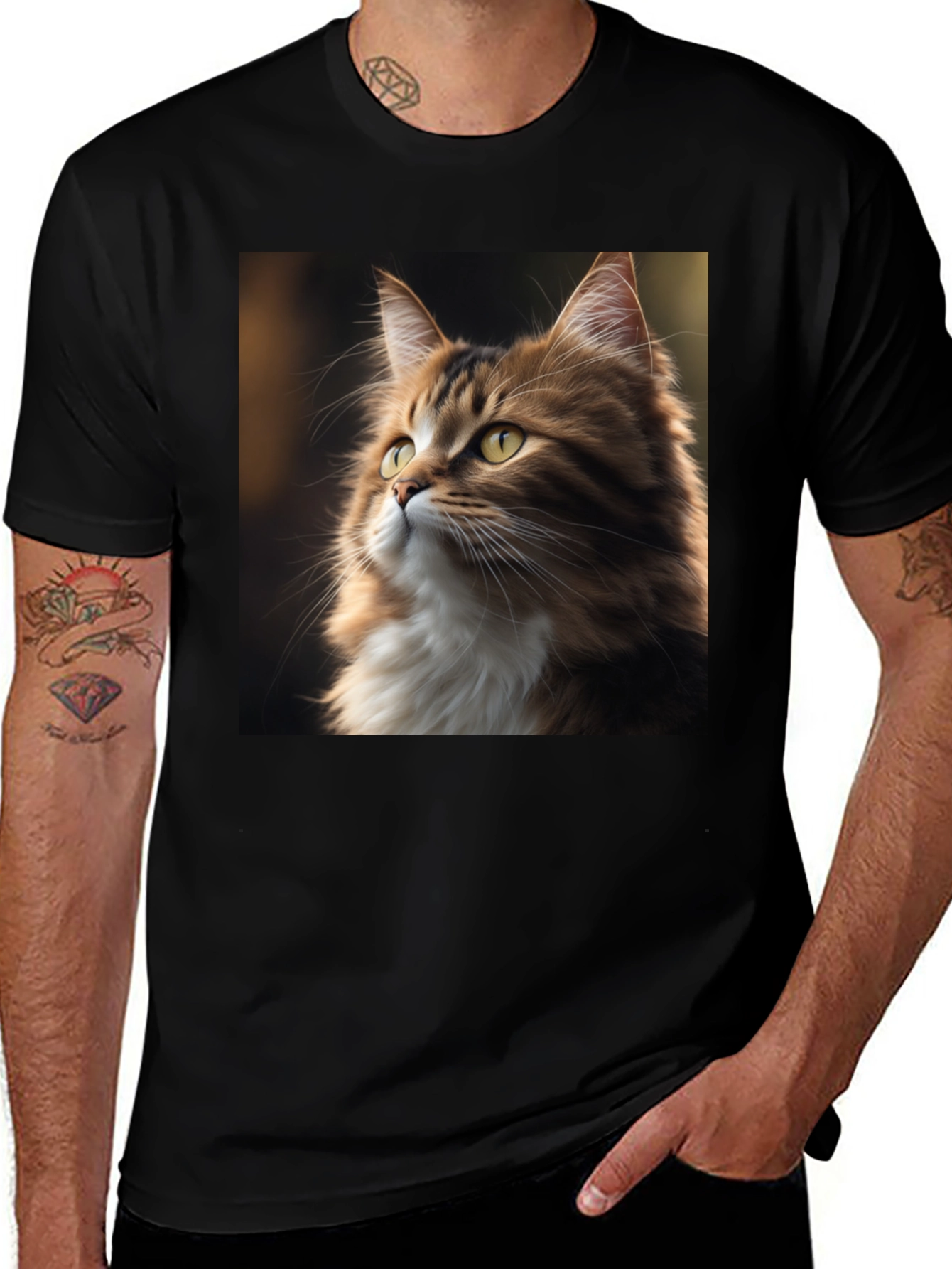 Variant 6 of Cat Portrait Graphic Tee - Unisex Black T-Shirt
