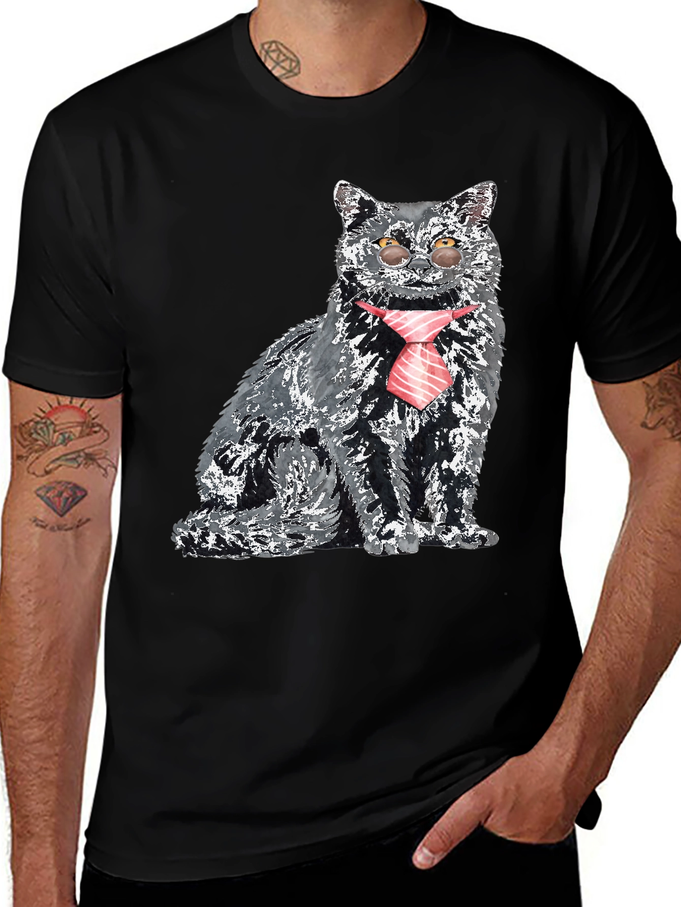 Variant 30 of Cool Cat in Tie Graphic T-Shirt