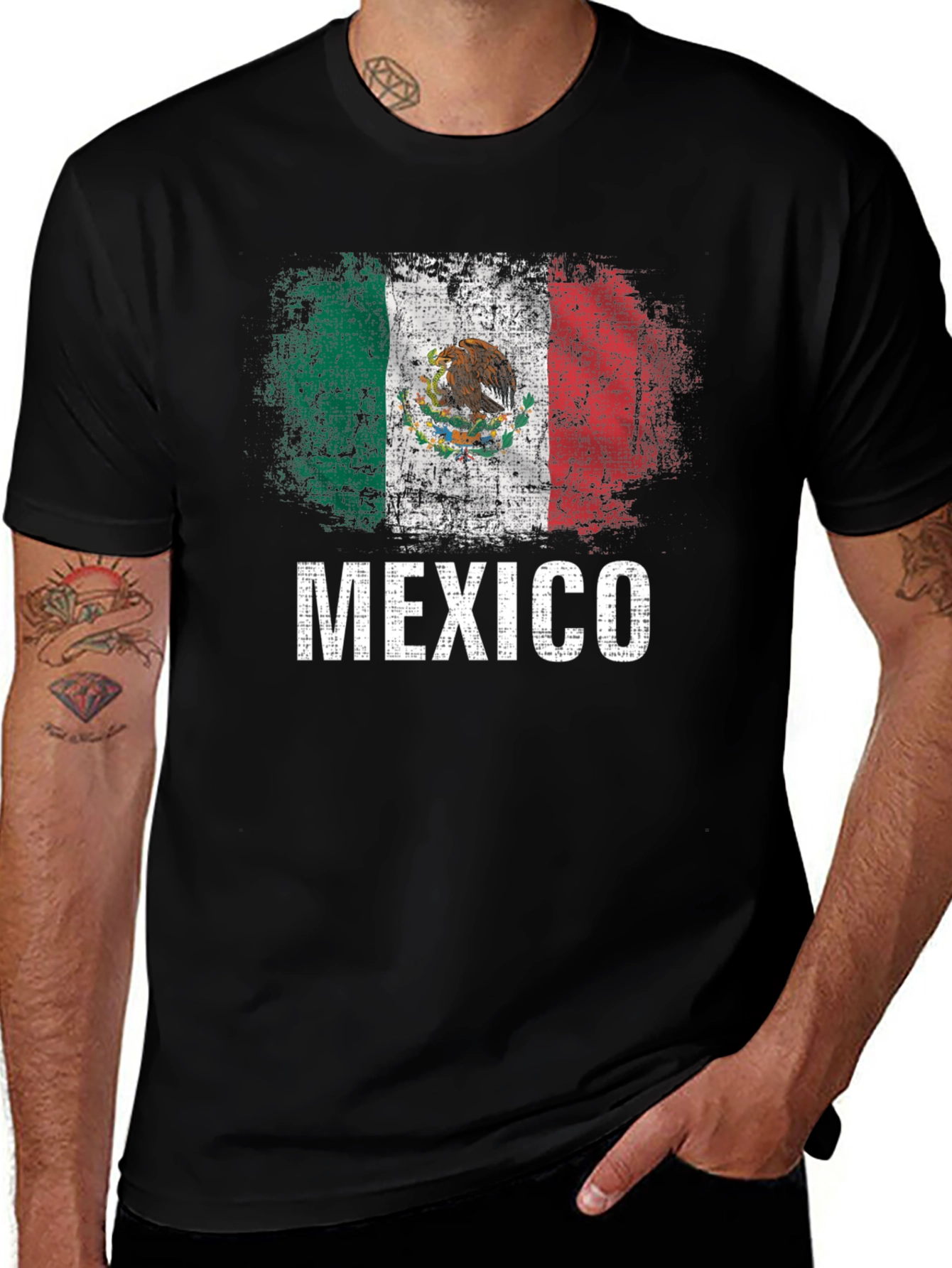 Mexico Flag Graphic Tee - Distressed Design
