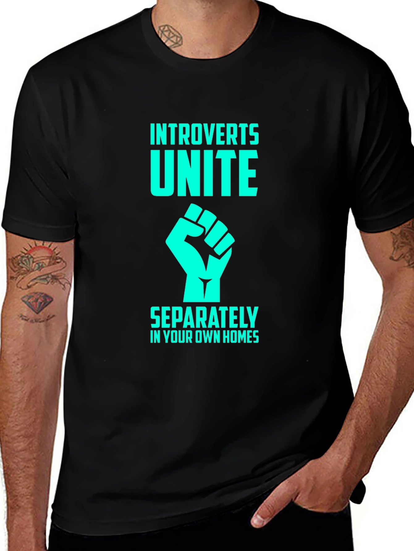 Introverts Unite Graphic T-Shirt - Black