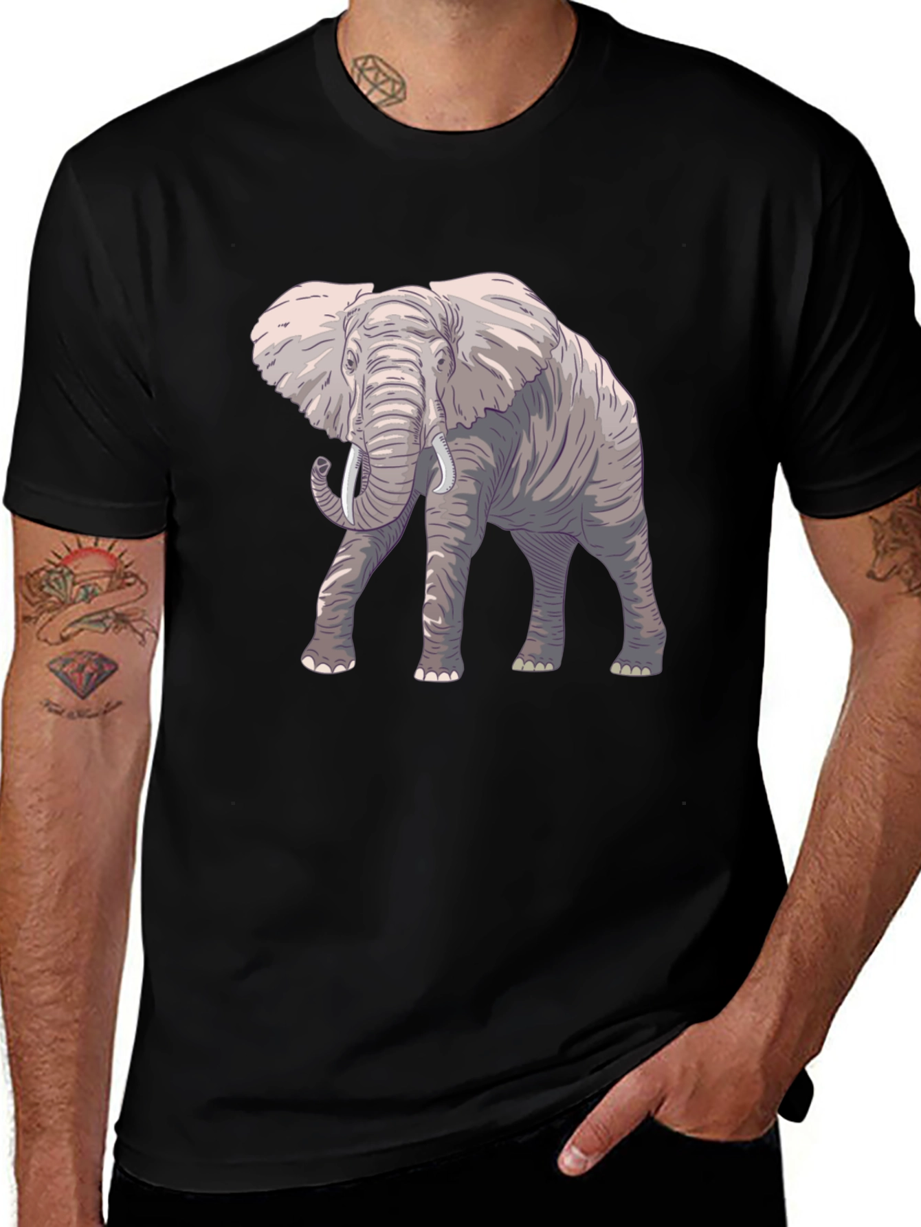 Variant 9 of Elephant Graphic Black T-Shirt