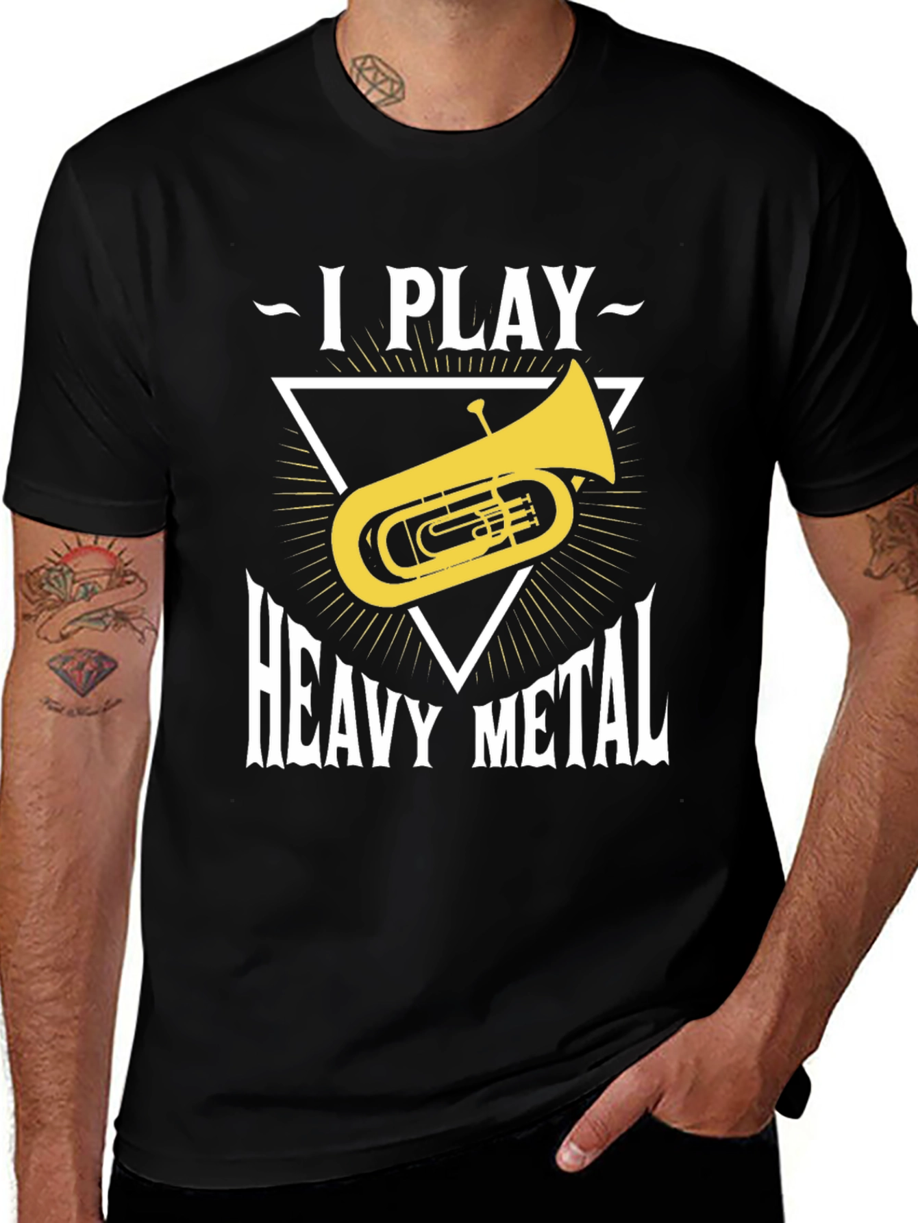 Black I Play Heavy Metal Tuba T-Shirt main image