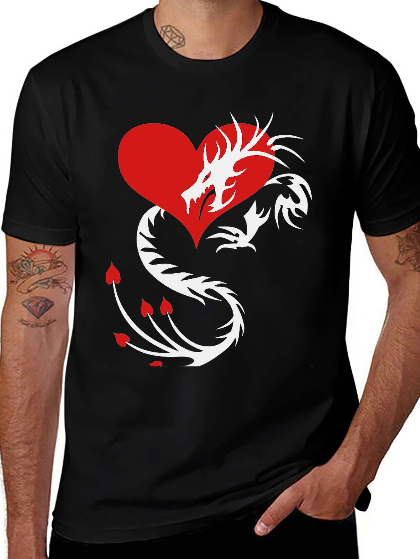 Variant 19 of Dragon Heart Graphic Tee - Black