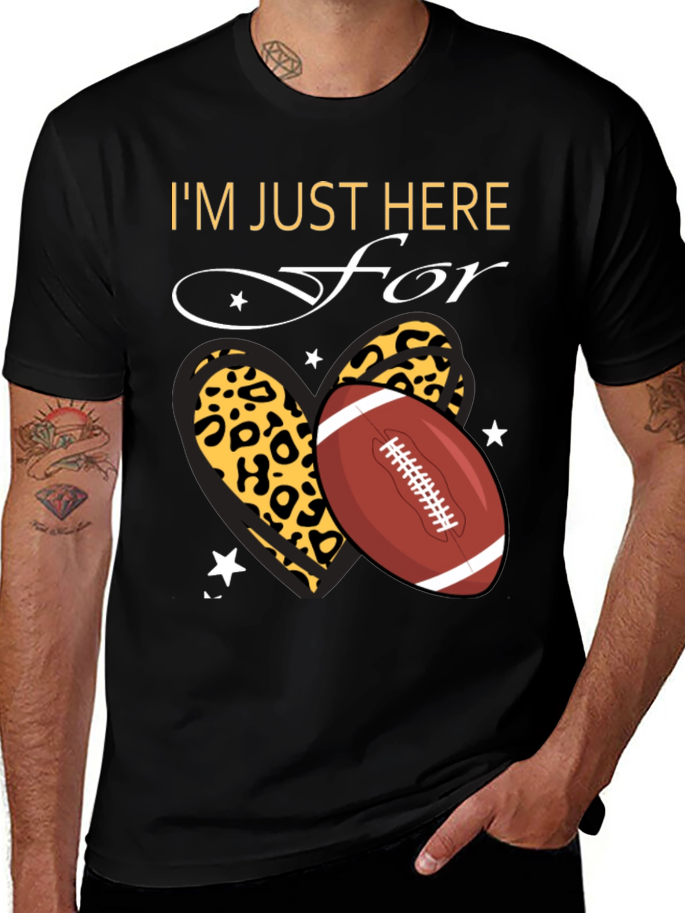 I'm Just Here For Football Leopard Heart T-Shirt