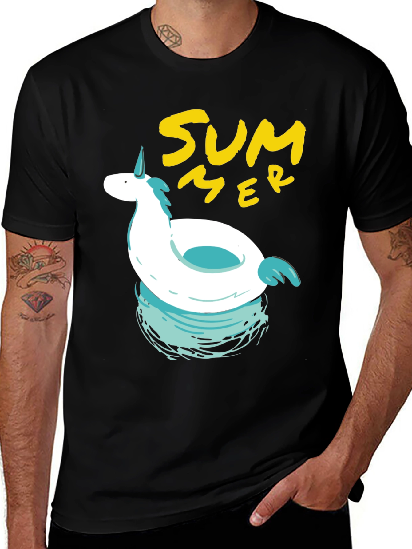 Variant 24 of Summer Unicorn Pool Float Graphic Tee