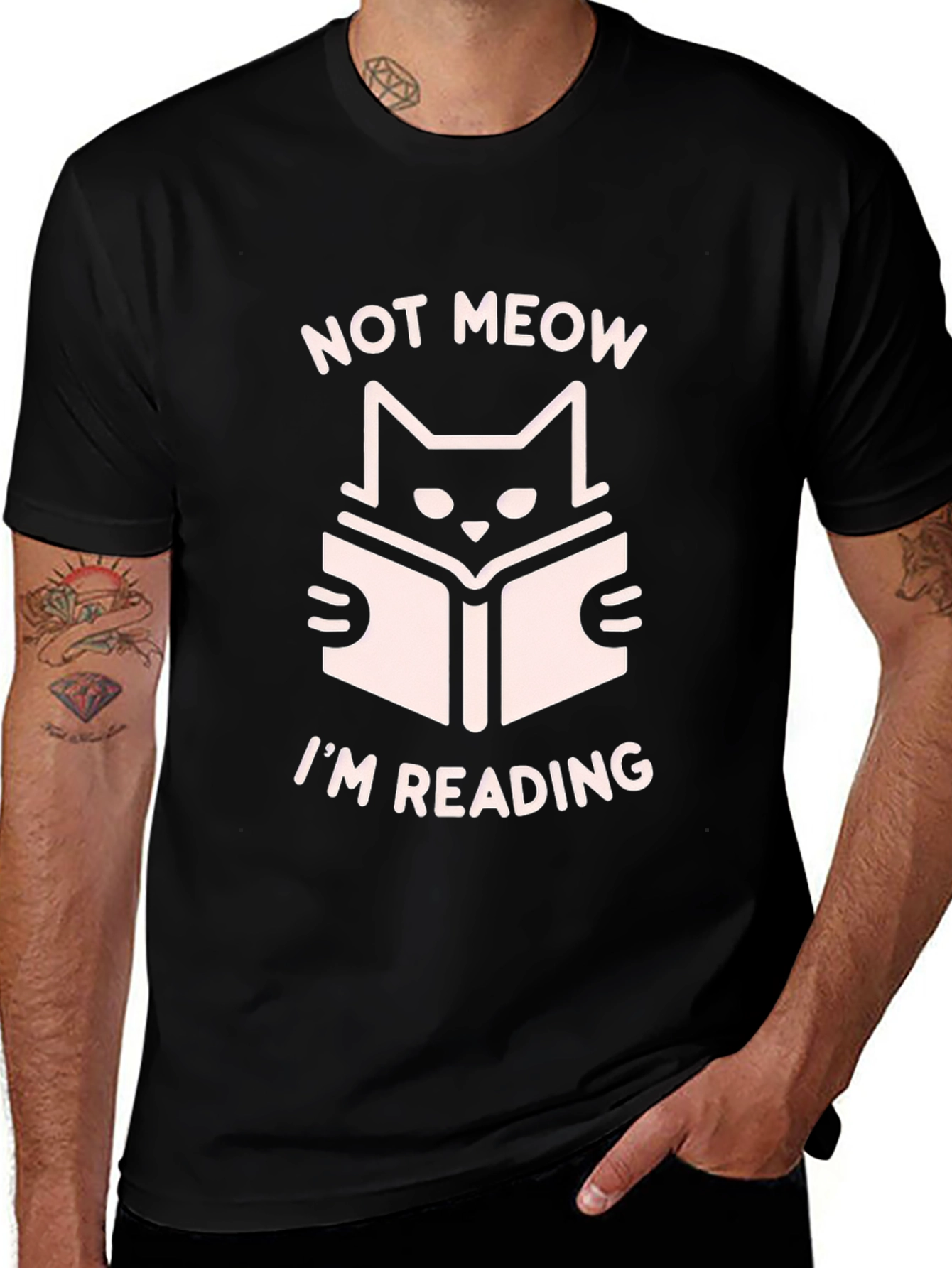 Variant 12 of Not Meow I'm Reading Black T-Shirt