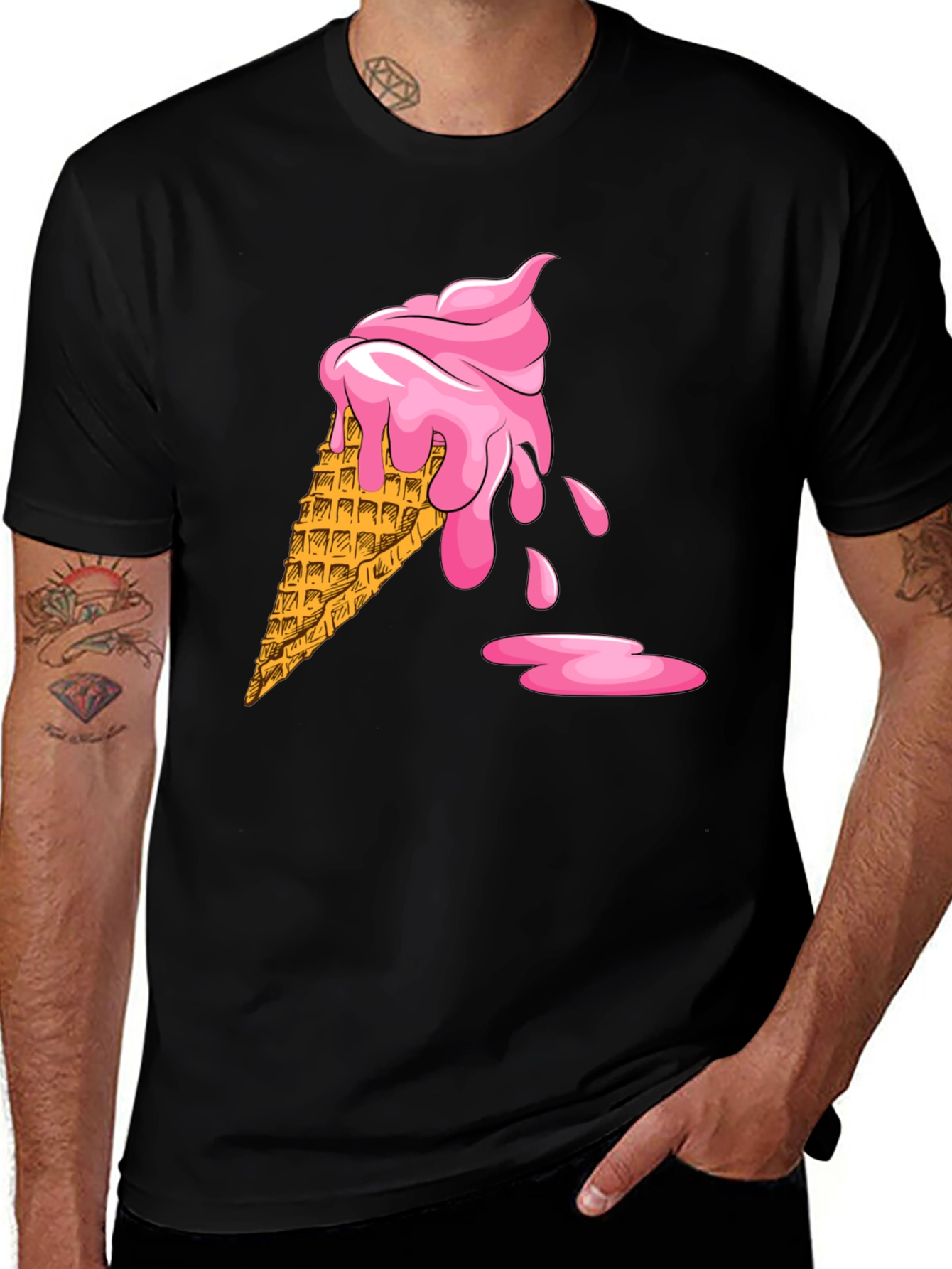 Variant 22 of Ice Cream Cone Graphic Tee - Black