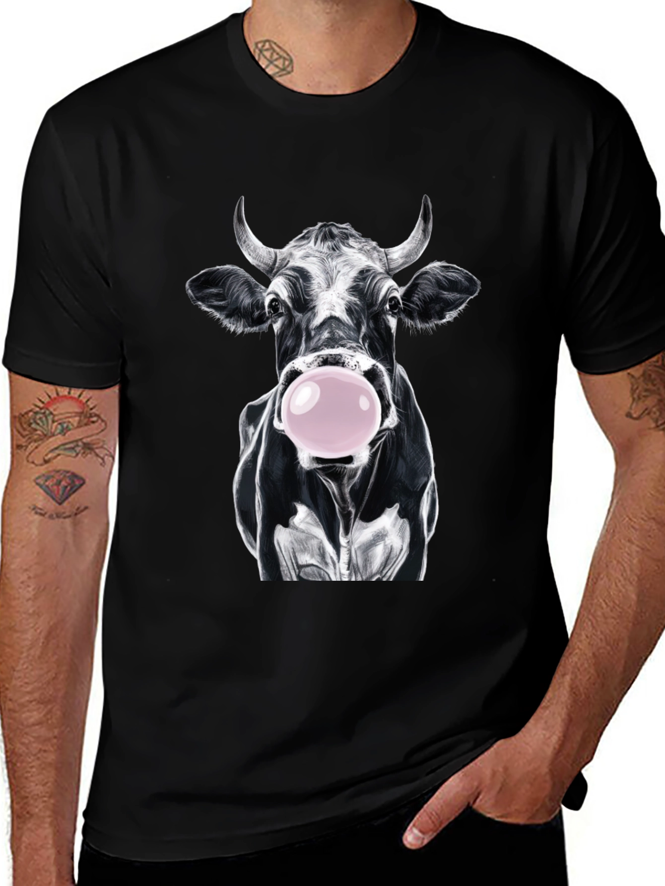 Variant 28 of Cow Bubble Gum Graphic T-Shirt