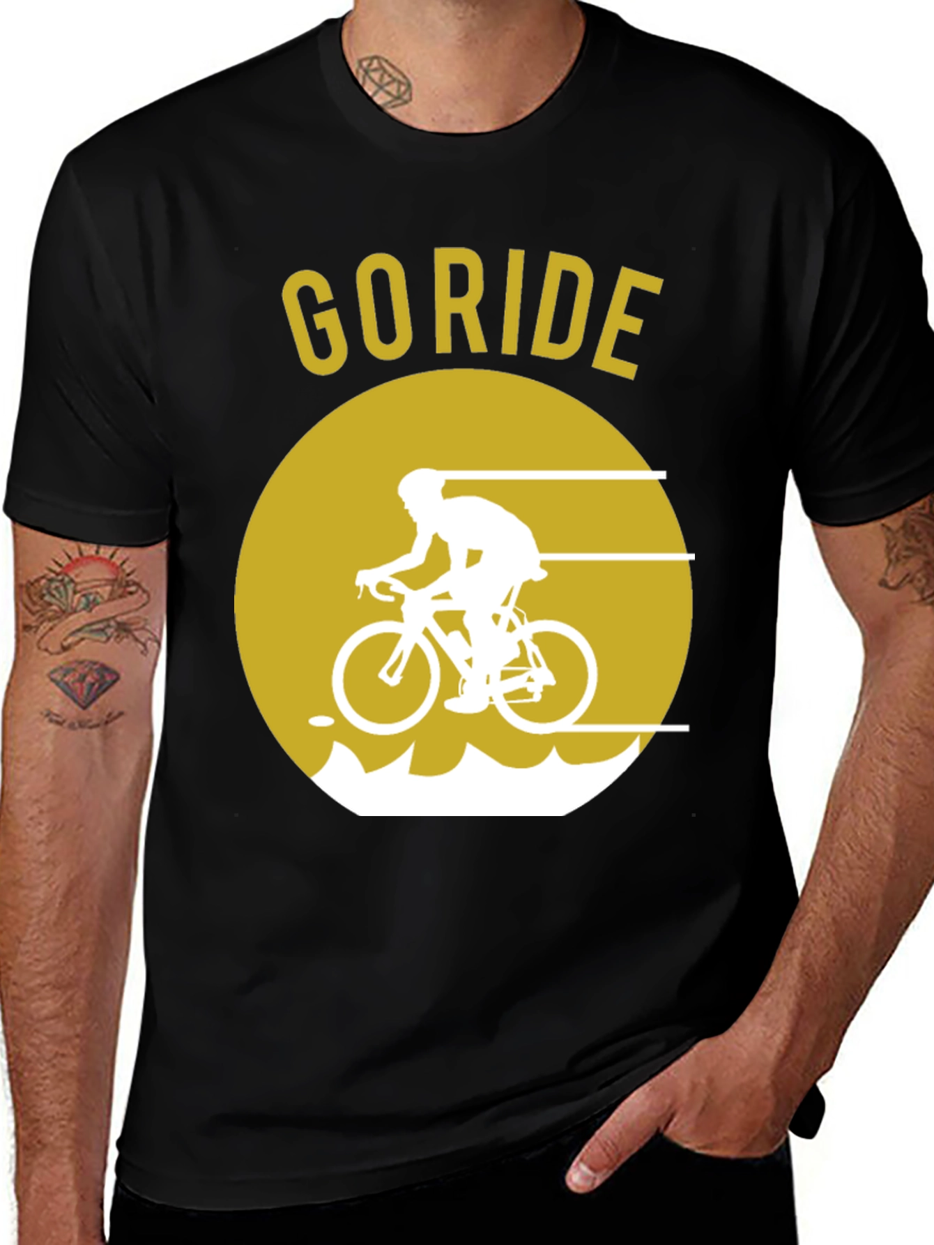 Variant 5 of Go Ride Black T-Shirt | Cycling Design